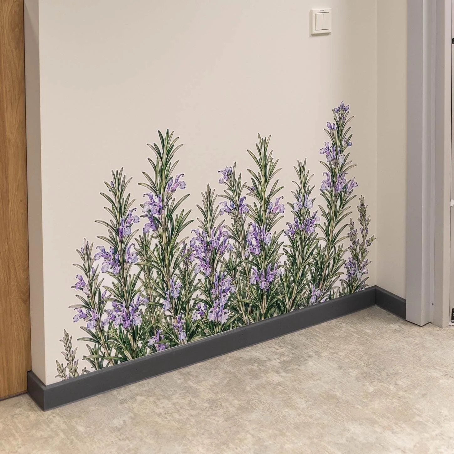 Rosemary Herb Border Wall Vinyl Decal | Watercolor Rosemary Plant Sticker