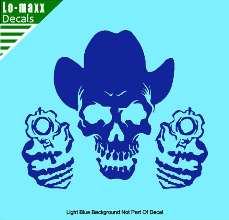 Cowboy Skull And Guns Western Country Car Truck SUV Quality Die Cut Vinyl Decal