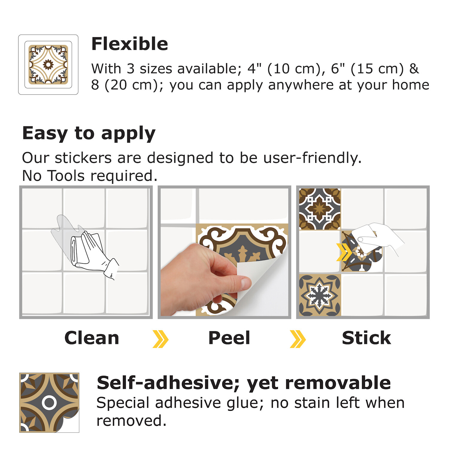 24pcs 6"x6" Dark Bronze Peel and Stick Tiles Sticker Backsplash Mosaic Decals