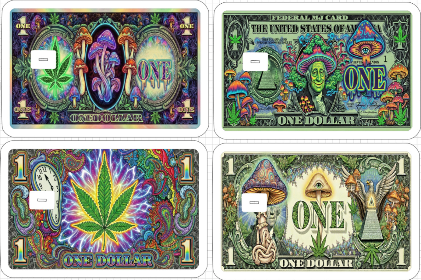 Psychedelic Weed Money Leaf ATM Debit Credit Sticker Skin 420 USA Cannabis Pot