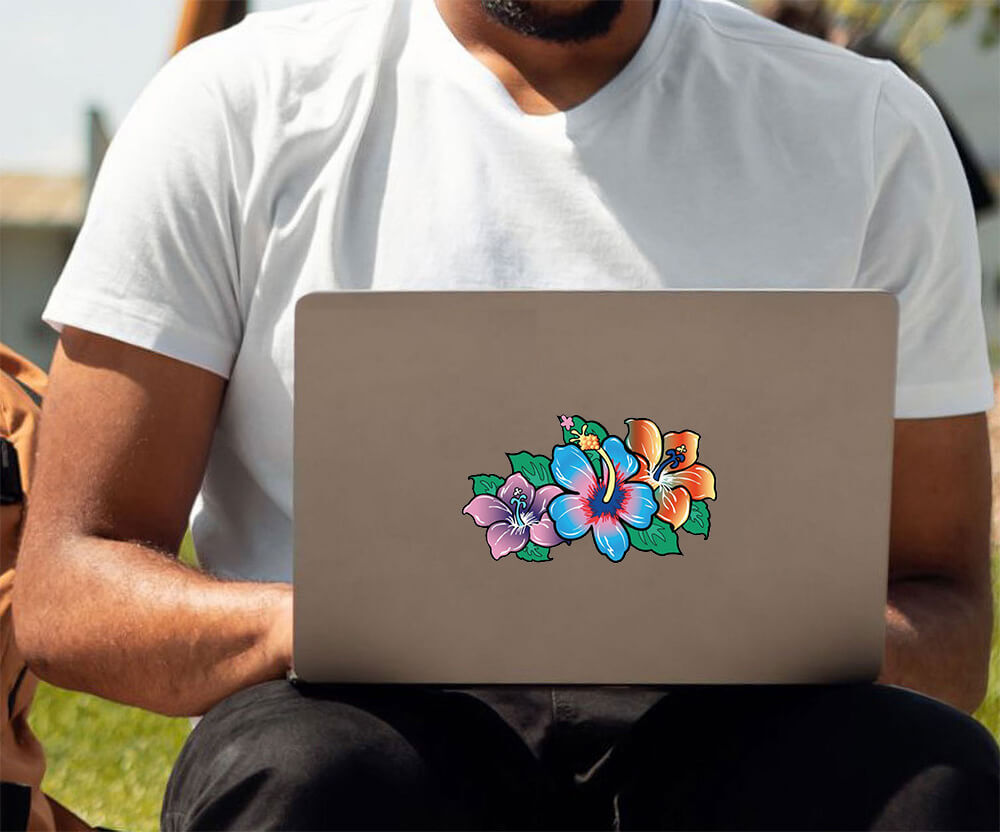 Hibiscus Flowers Die Cut – Postcard Sized Vinyl Sticker 6" x 3.5"