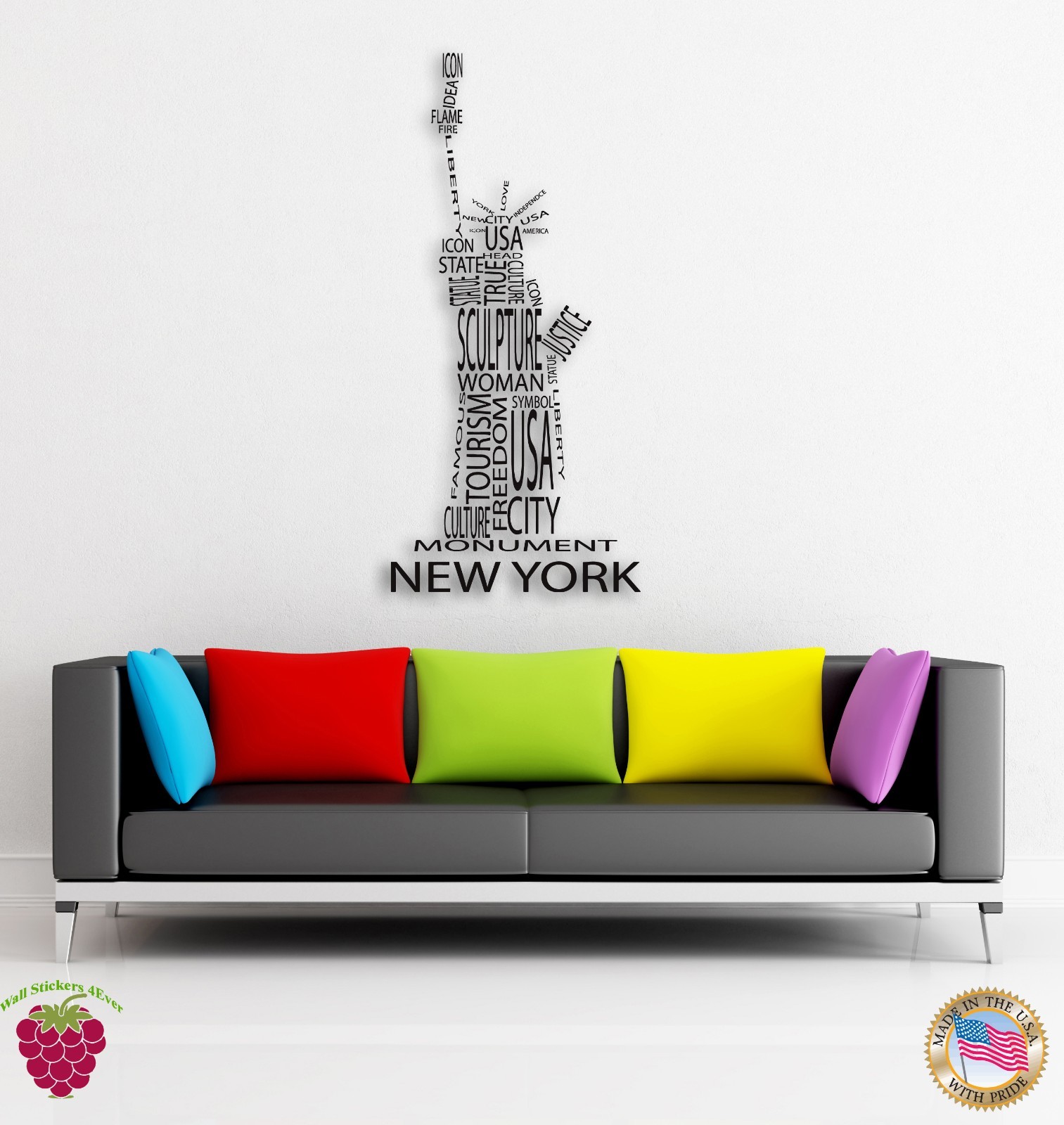 Wall Sticker New York Statue of Liberty Big Apple Modern Decor (z1345)