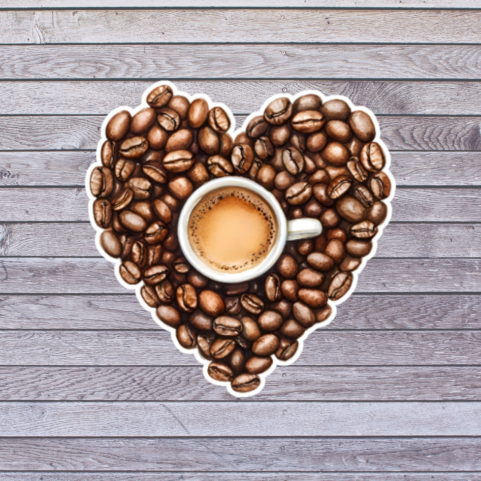 Coffee sticker vinyl decal heart coffee beans espresso caffeine lover gift