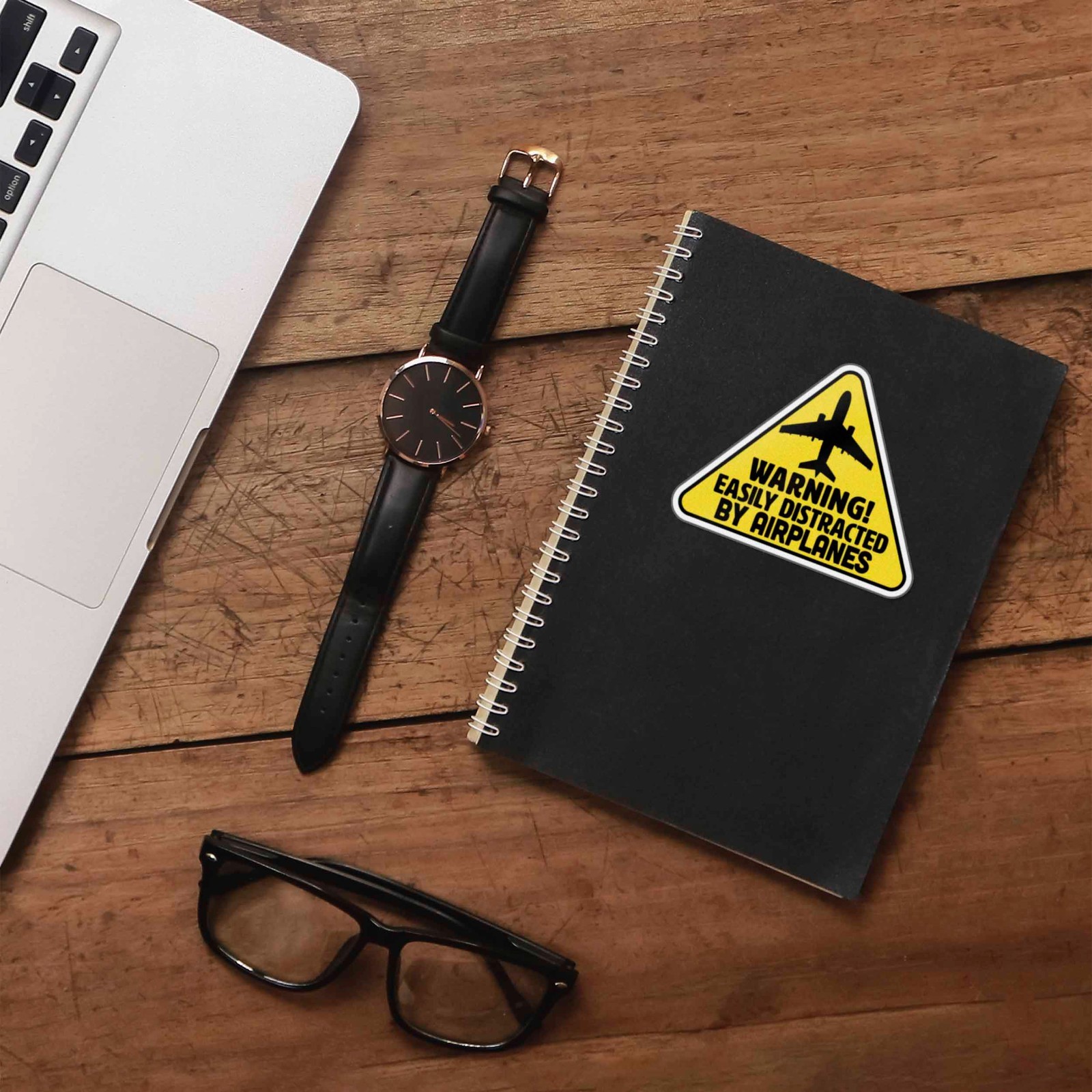 Easily Distracted by Airplanes Sticker – Funny Pilot Decal for Laptop