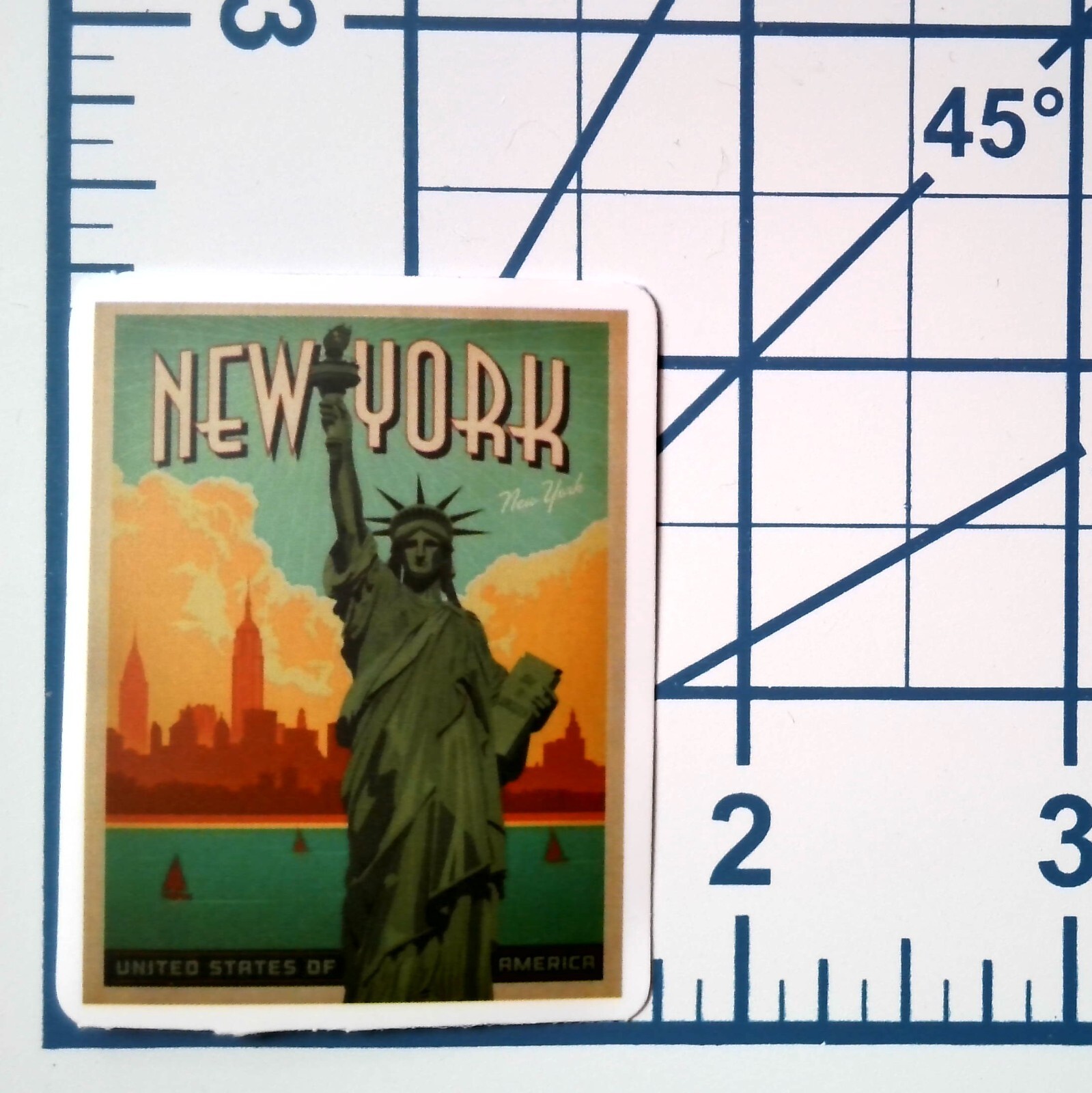 New York Vintage Poster Statue Liberty Vinyl Sticker Die Cut Journal Scrapbook