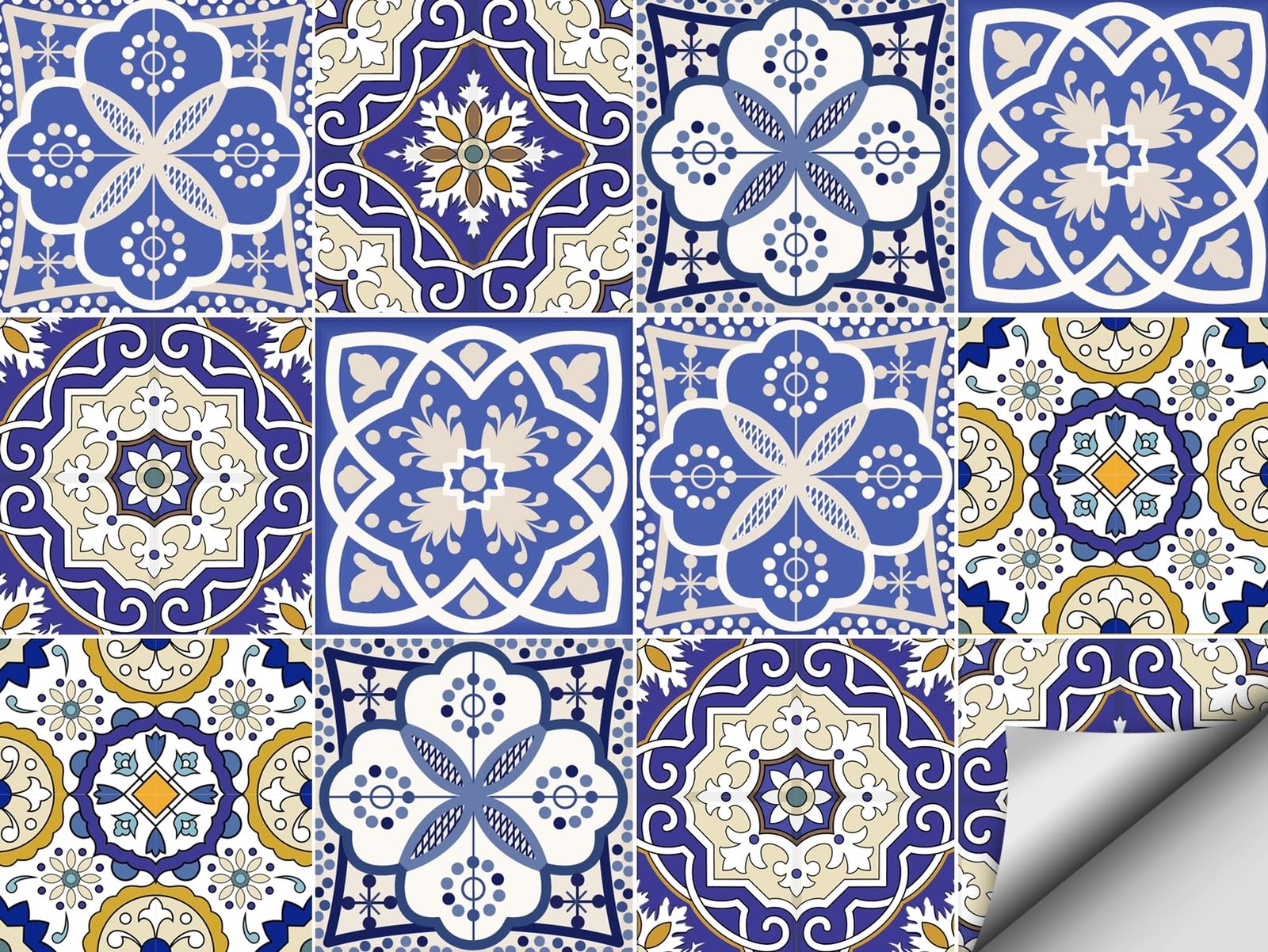 12 Pcs(6"x6") Retro Mexican Tile Stickers Peel and Stick Decorative Backsplas…