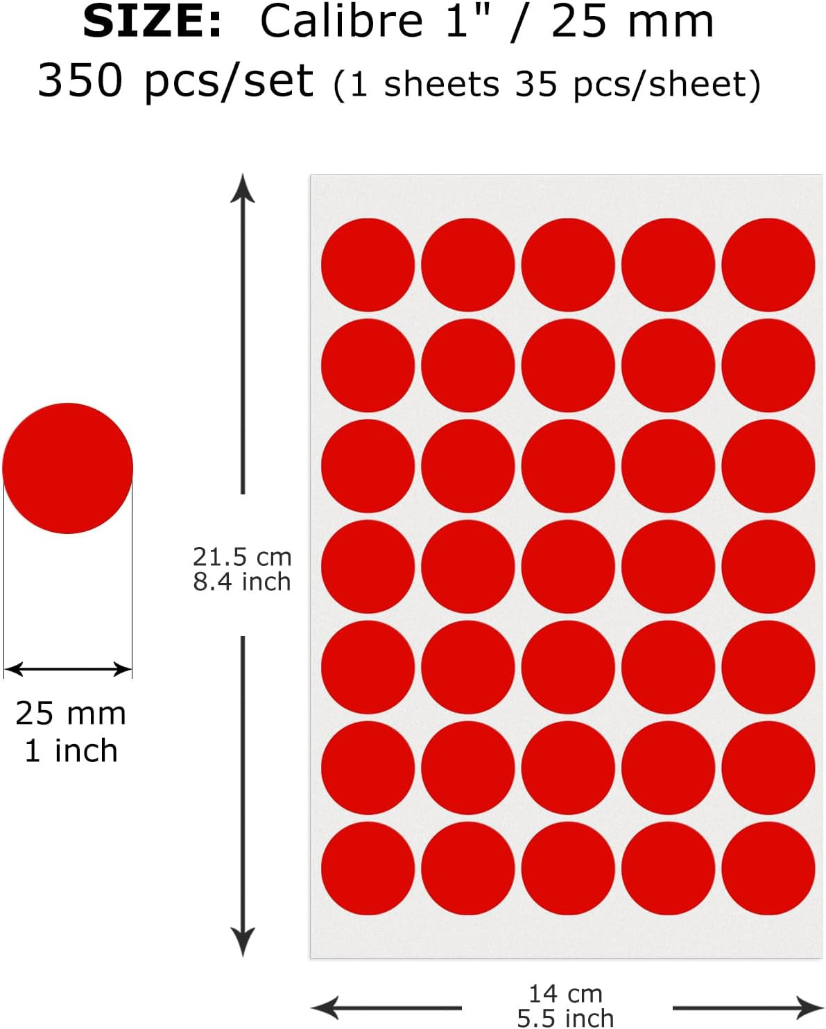 10 Colors round Stickers 1 Inch Vinyl Dot Stickers Self-Adhesive Removable Color