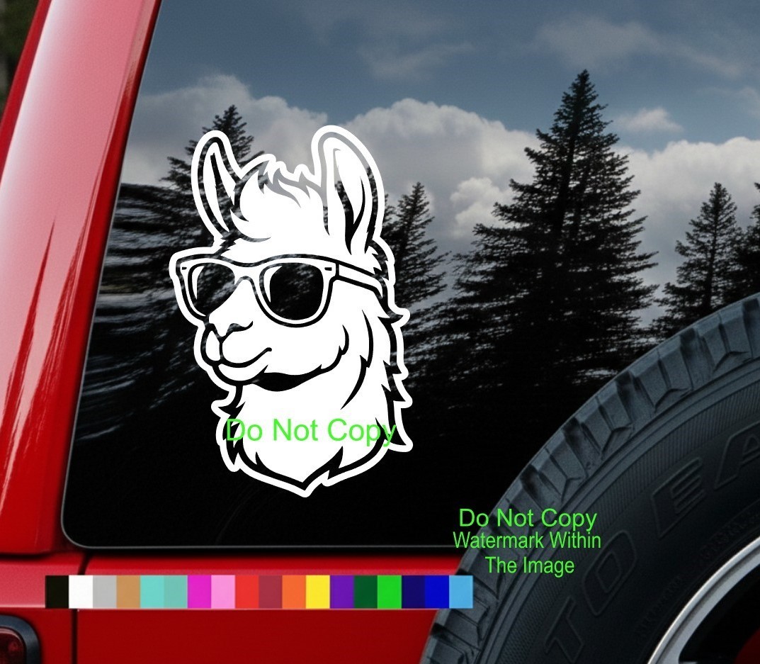 Cool Llama with Sunglasses Vinyl Decal Sticker – Alpaca Car Window Bumper Laptop