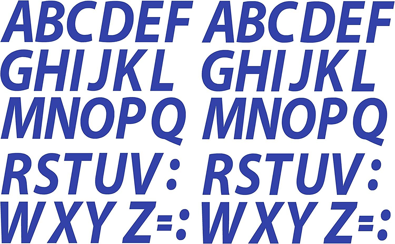 A-Z Letters Reflective Blue Sticker Vinyl Decals 1" – 12" Set Of 2 (610-R)