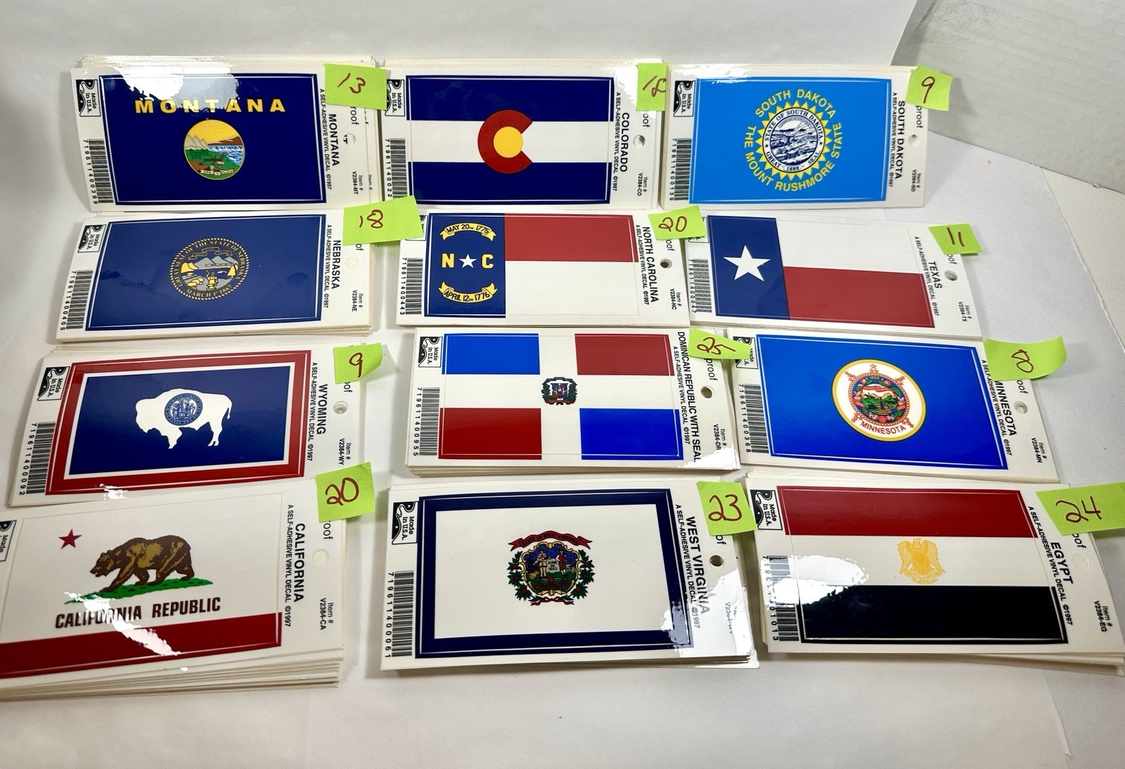 Bulk Lot State Flags Sticker Vinyl Decals 4” self Adhesive. 198 Stickers