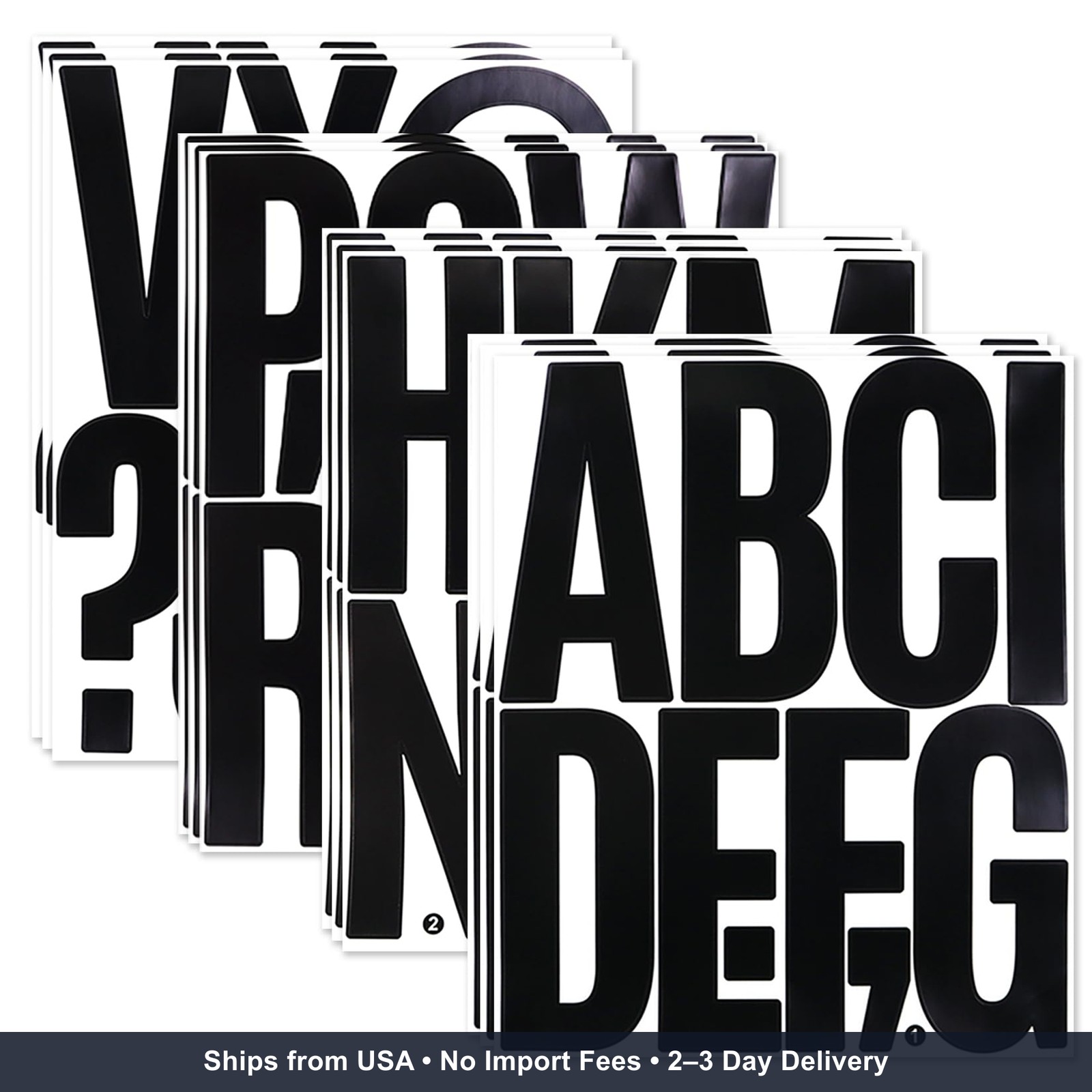 114 Large Sticky Black Alphabet Stickers, 12 Sheets 5 Inch | Sticker Decals for