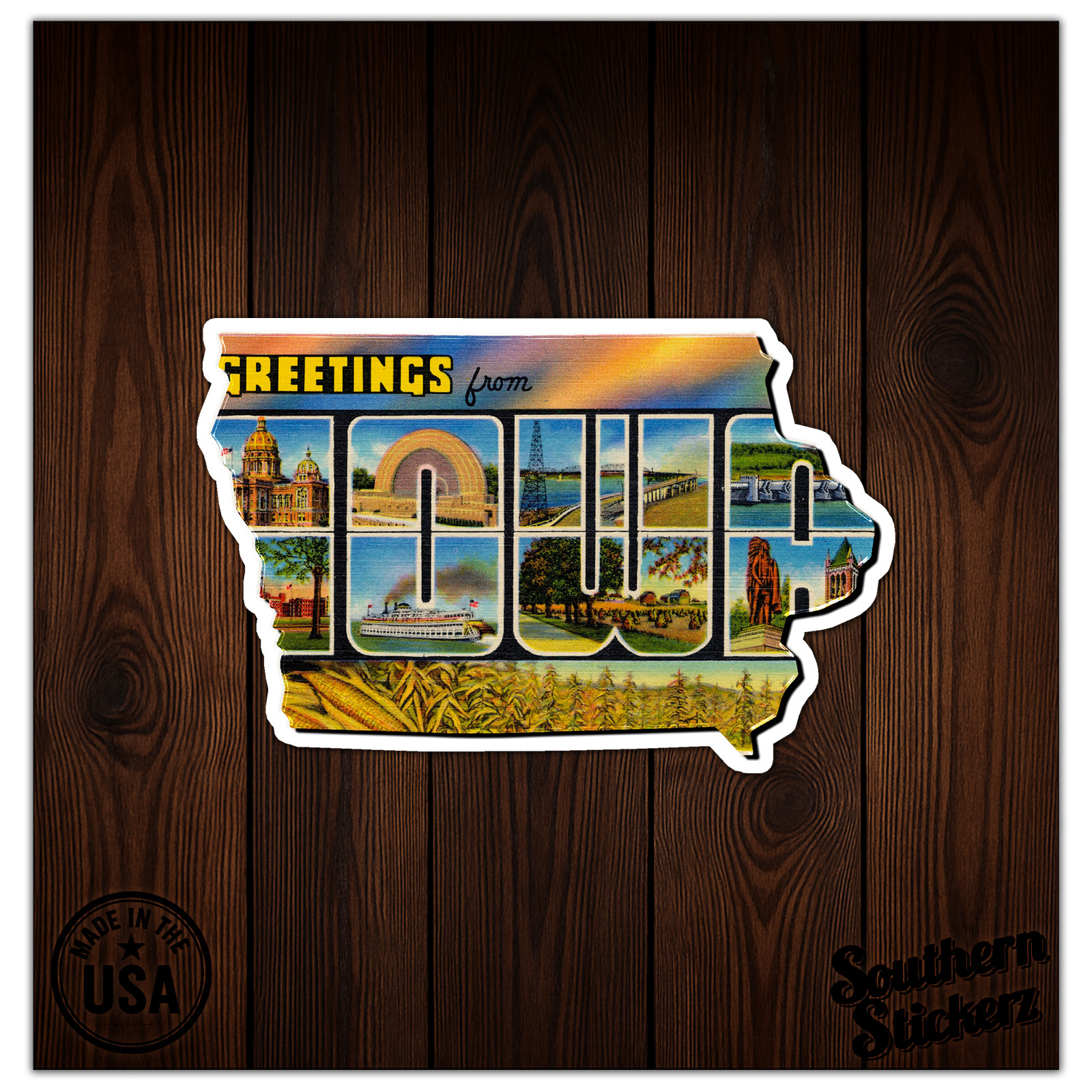 Vintage Iowa Map – Vinyl Decal Sticker – Car Window Laptop – ebn8862