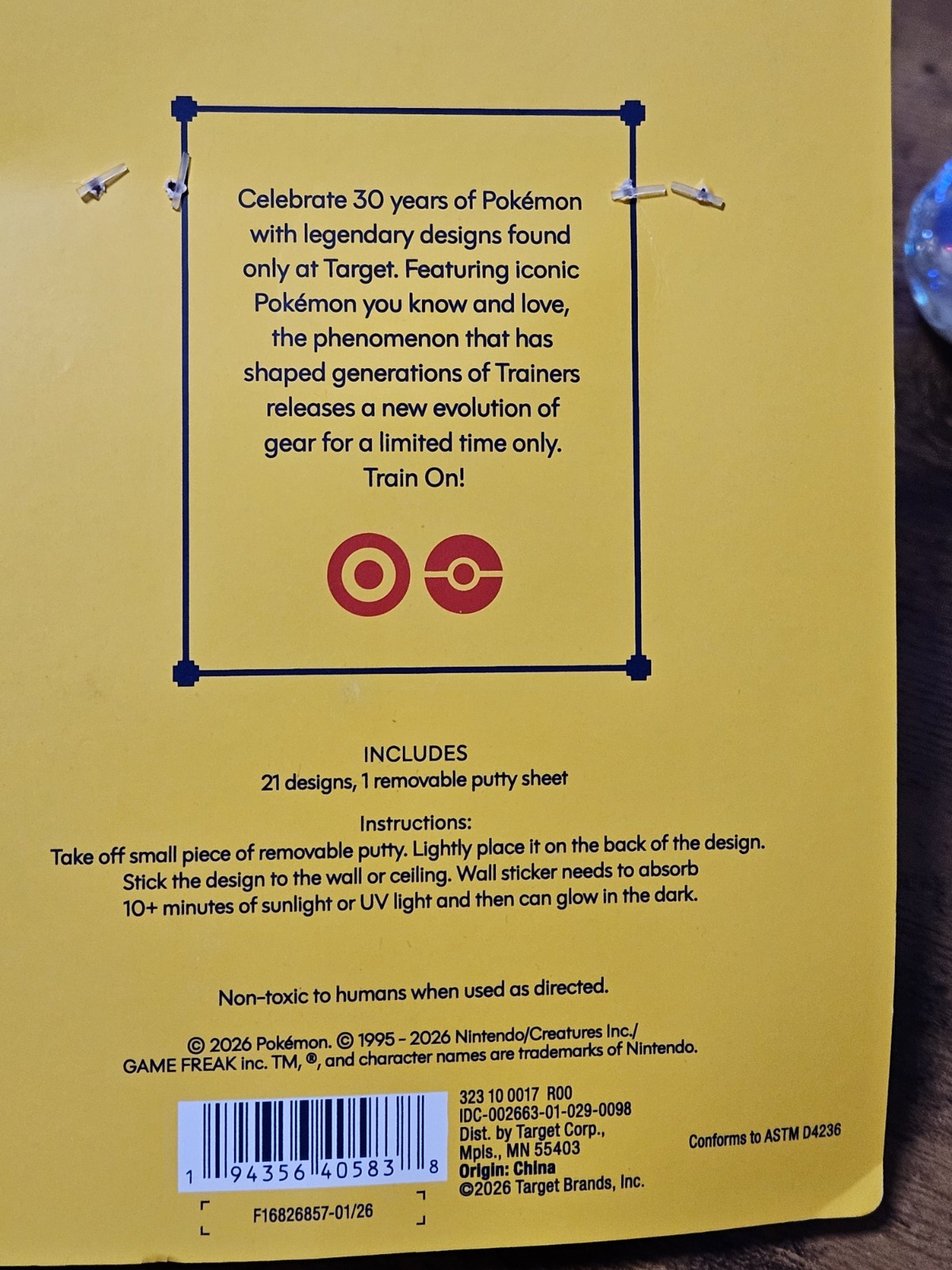 NEW SEALED Target X Pokemon Glow-In-The-Dark Wall Stickers 22 Count