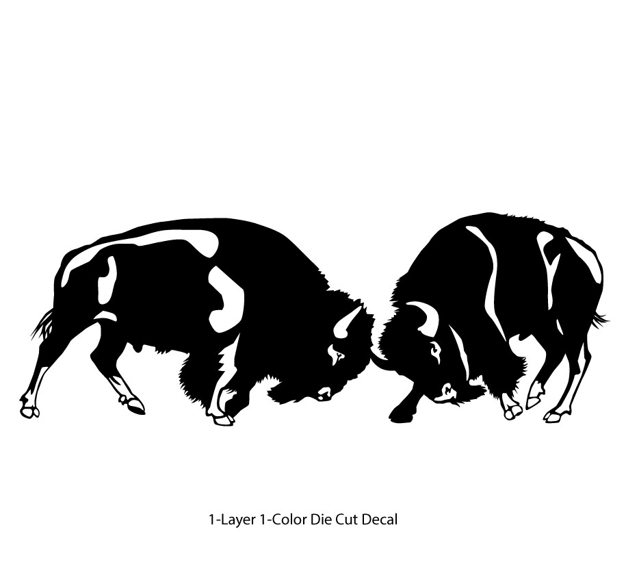 Bison Ox Charging 4 Prairie Run White or Black Decal 6Yrs Outdoor Vinyl Sticker