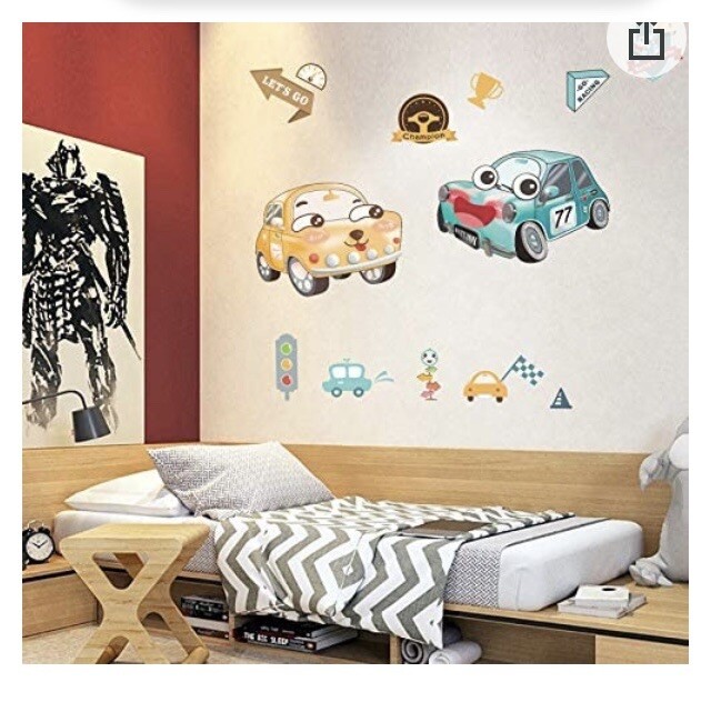 Nursery/Kids Bedroom Wall Decal Decor – Cartoon Cars – Fantasy cute – Removable