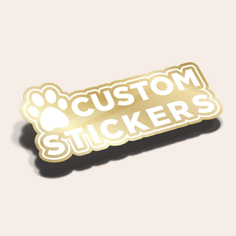 50/100/200/500 Custom Die Cut Gold Metallic Vinyl Stickers Personalized Decal