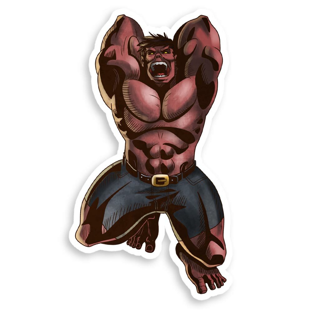 Red Hulk General Thunderbolt Ross Supervillain 3" Glossy Vinyl Sticker