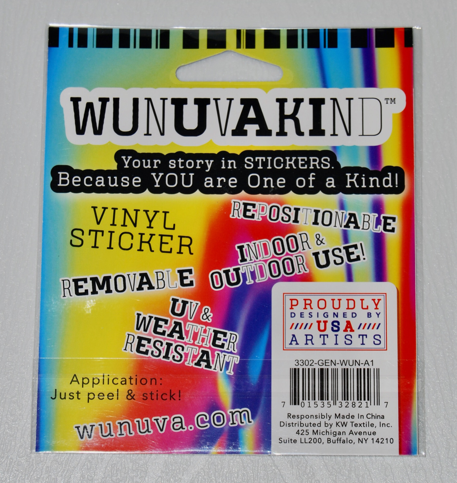 Lot of 4 Wunuva Kind Indoor-Outdoor American Flag Vinyl Sticker