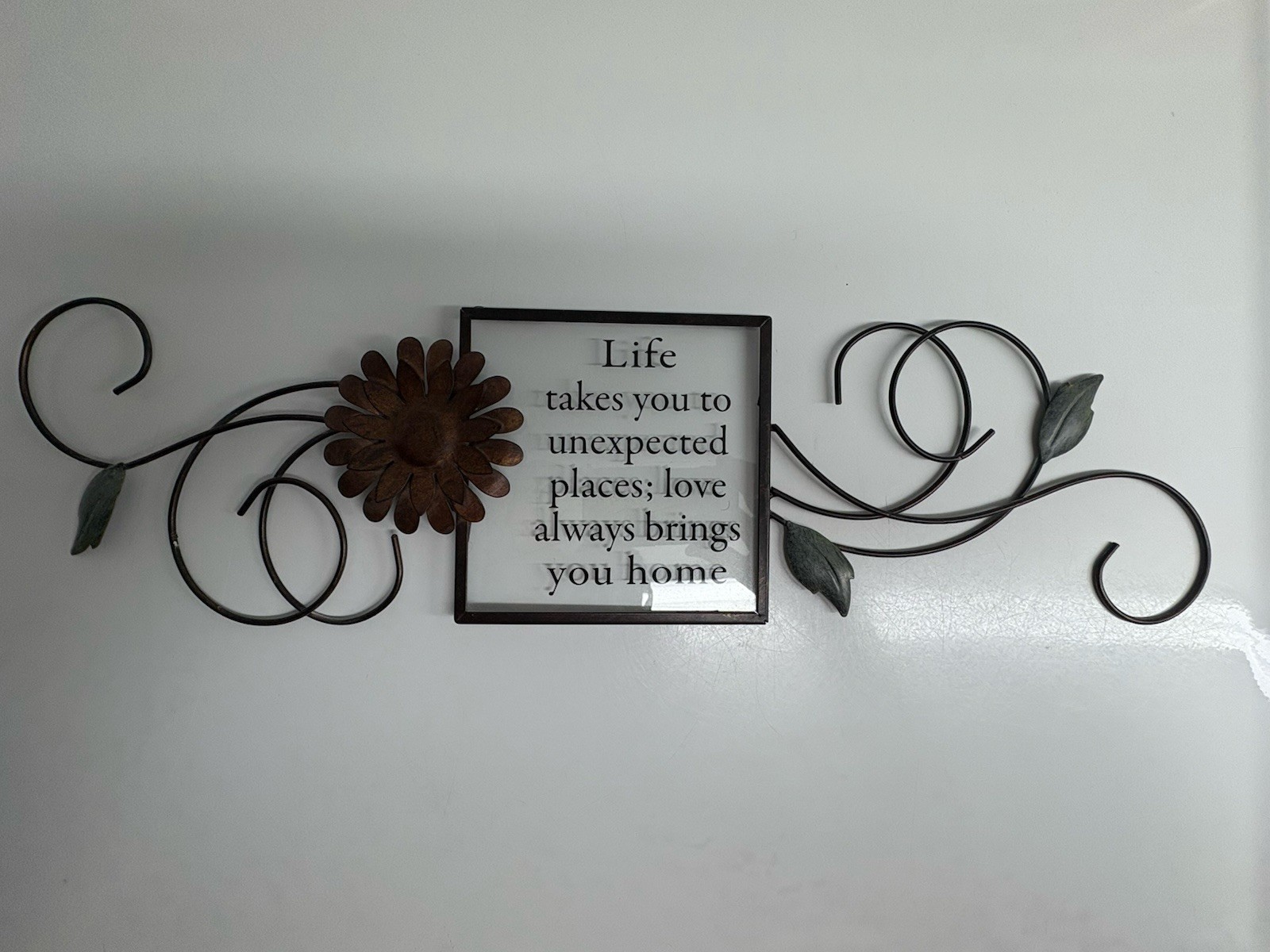Metal Message Plaque, With Glass Inscription And Can Hang On Wall.