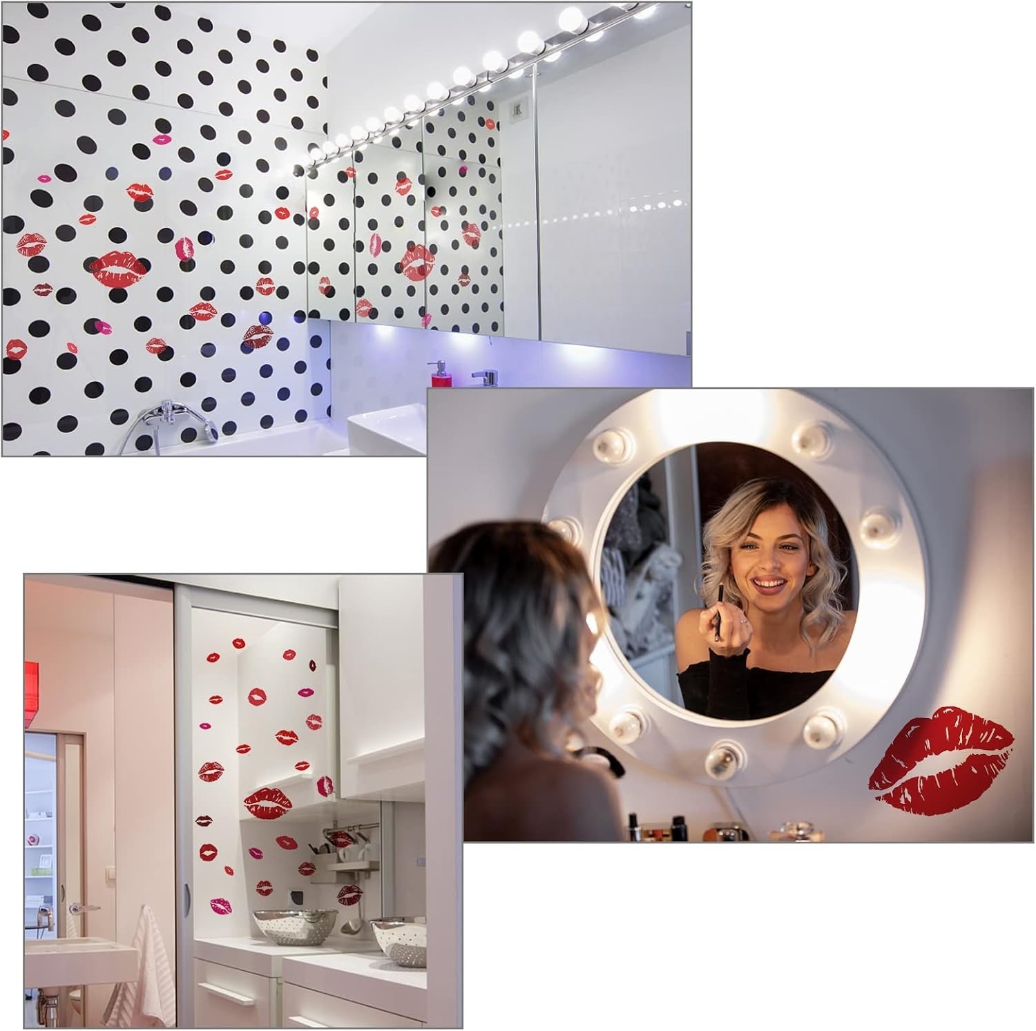 Stylish Red Lips Wall Decor – 25PCS Romantic Stickers for Youthful Spaces