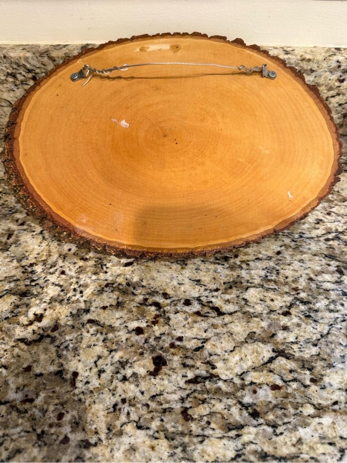 Fisherman natural wooden oval engraved plaque bark trim