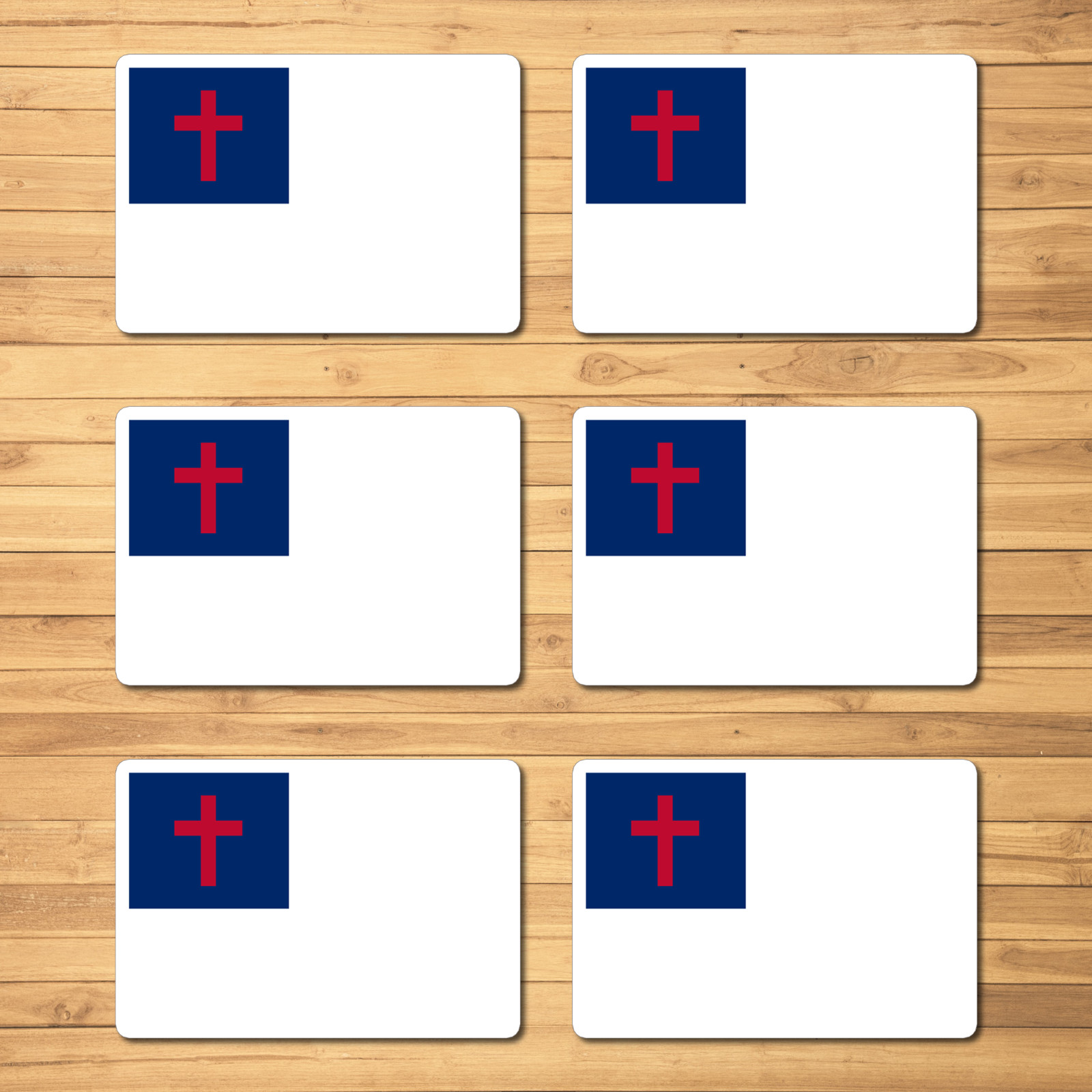 Christian Flag Vinyl Stickers 6 Pack – Faith Cross Symbol Decals