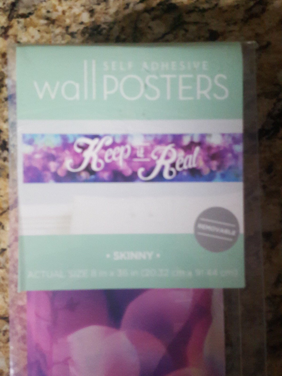 Wall Decal Self Adhesive Removable Wall Poster "Keep it Real" 8 in x 36 in- NEW