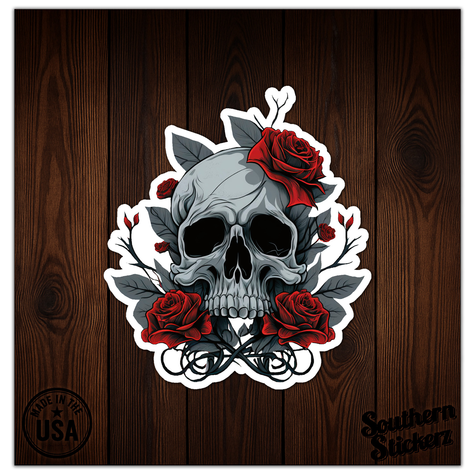 Skull Rose Thorns – Vinyl Decal Sticker – Car Window Laptop – ebn9993