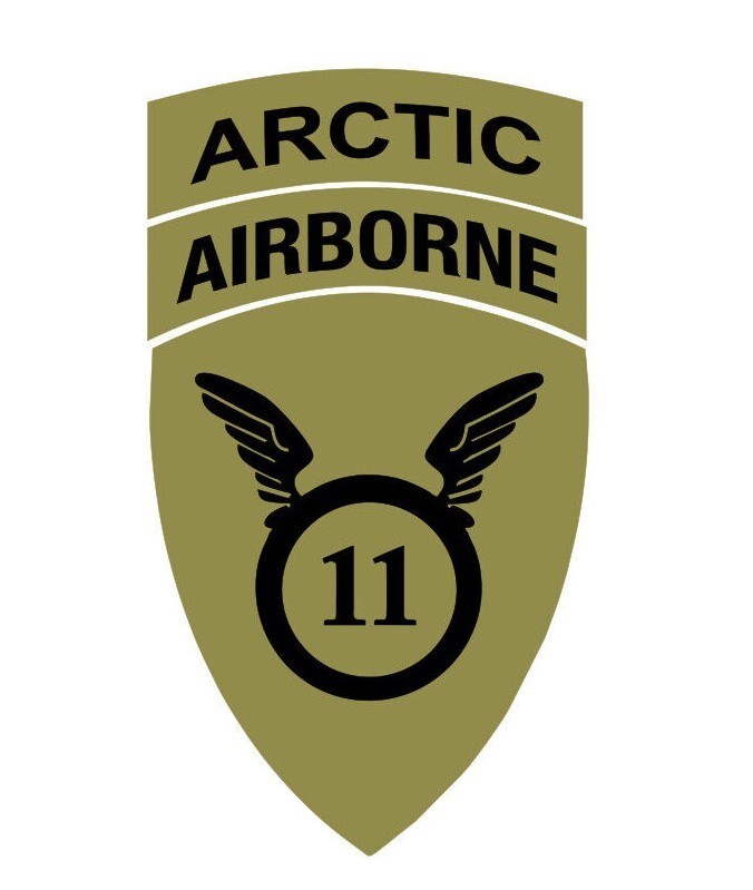 11th Airborne Division ( Arctic Angels) Vinyl Window Decal/Sticker Olive/Black