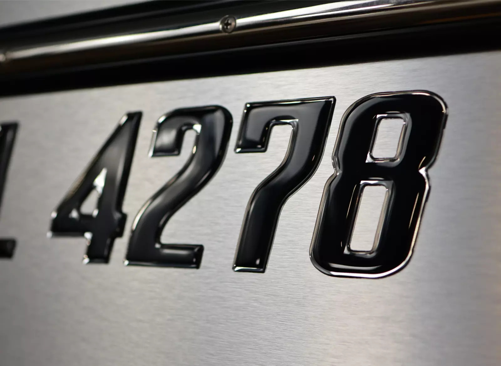 Boat Registration Numbers 3D Domed Raised Decals Black Chrome Trim Marine Grade