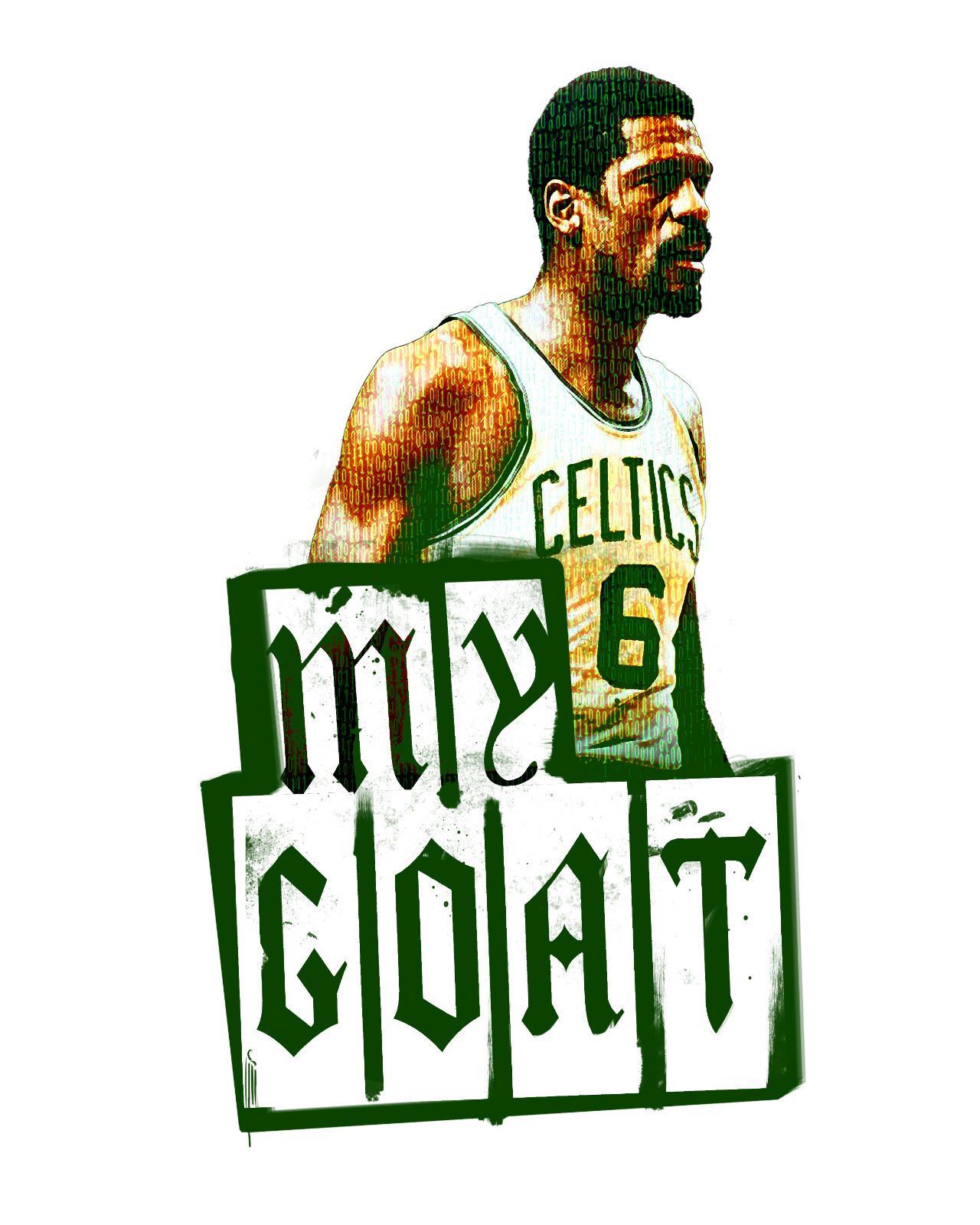 3" x 2" Bill Russell 'MY GOAT' Vinyl Matte Sticker
