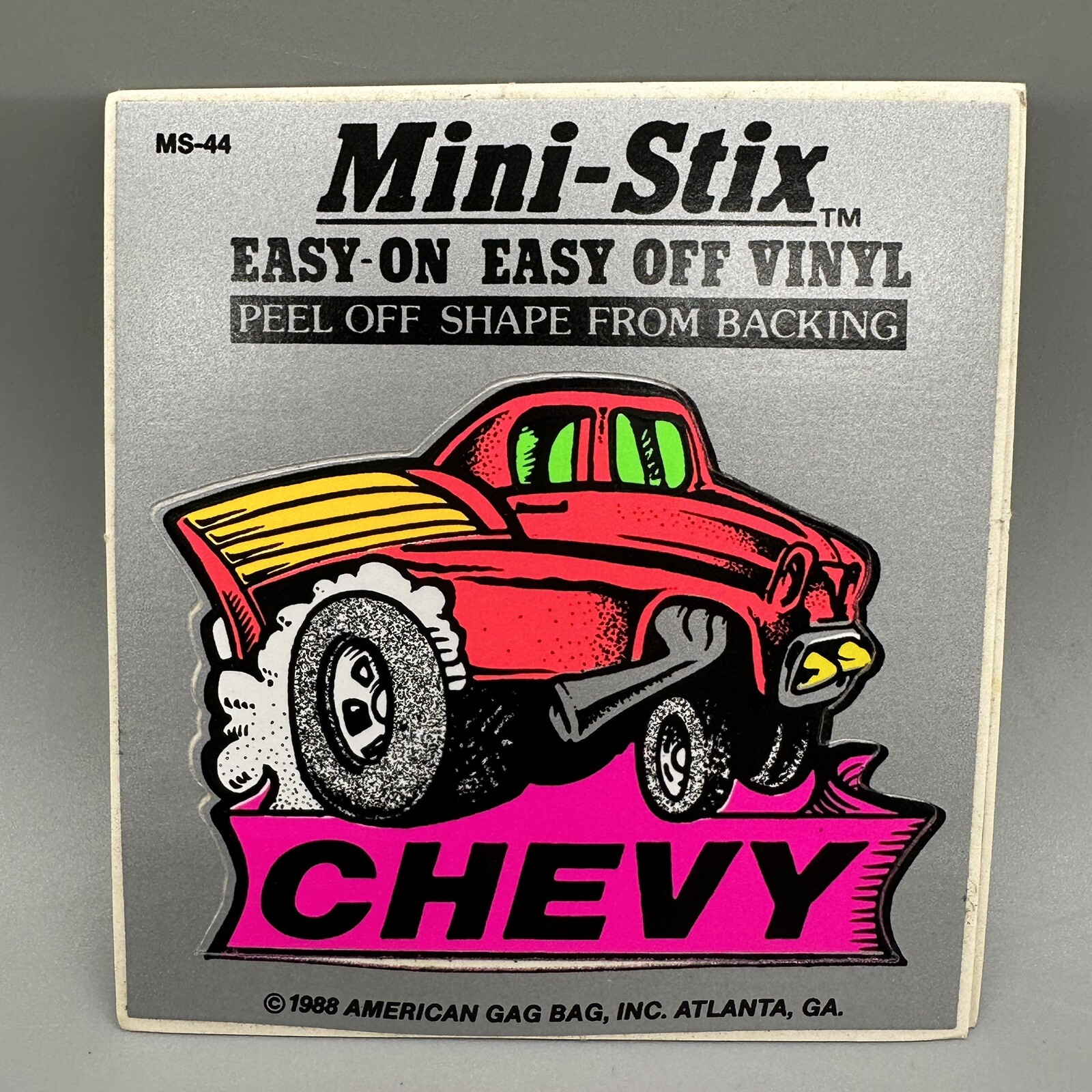 1988 Vintage " CHEVY Chevrolet " Black Light Retro Vinyl Sticker Cut-Out Shape