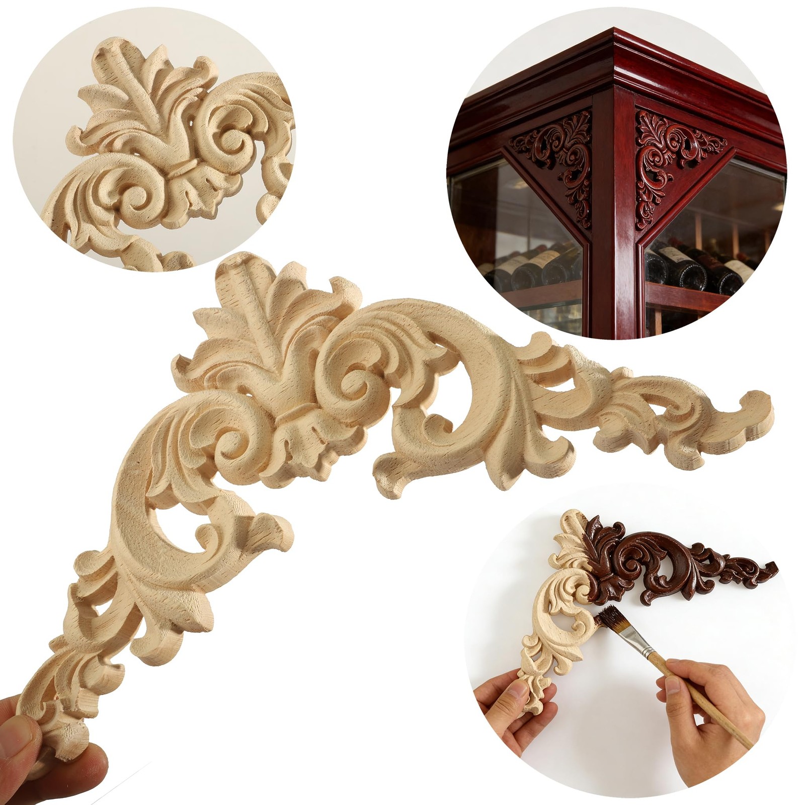 16 Pcs Wood Appliques and Onlays for Furniture Decorative Wooden DIY Wood Car…