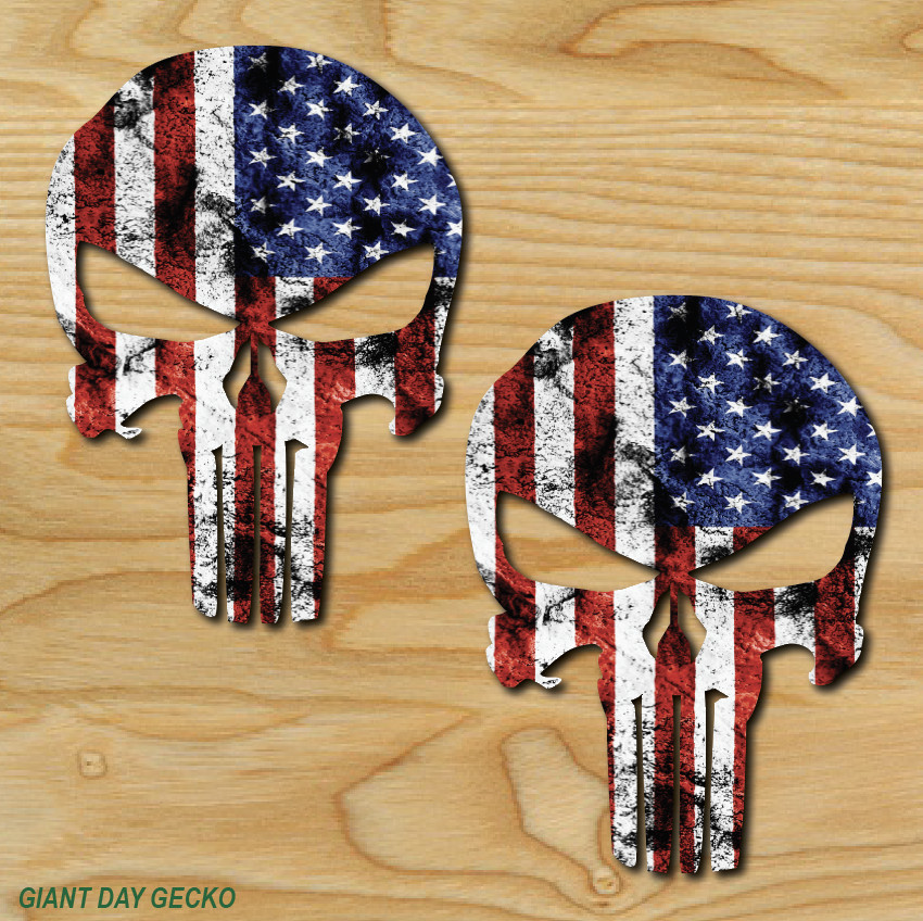 (2) The Punisher United States 1776 America car Laptop Wall Sticker Decal USA