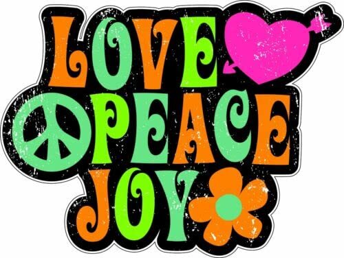 Love Peace Joy 1960's Woodstock Bumper Sticker Vinyl Decal