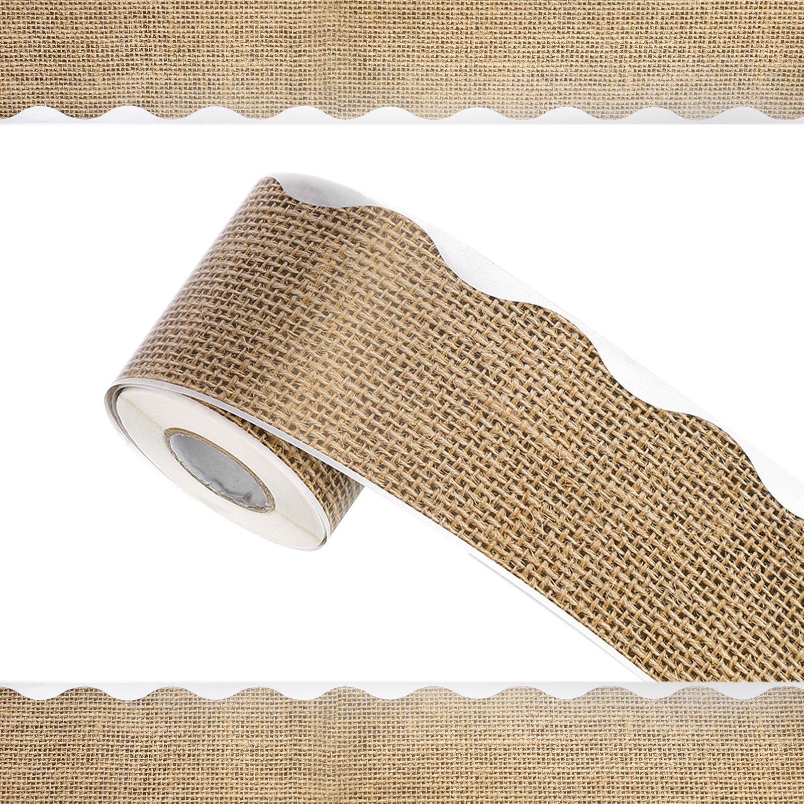 Bulletin Board Border, 65.6Ft x 2.75Inch Classroom Border Trim, Burlap Edge
