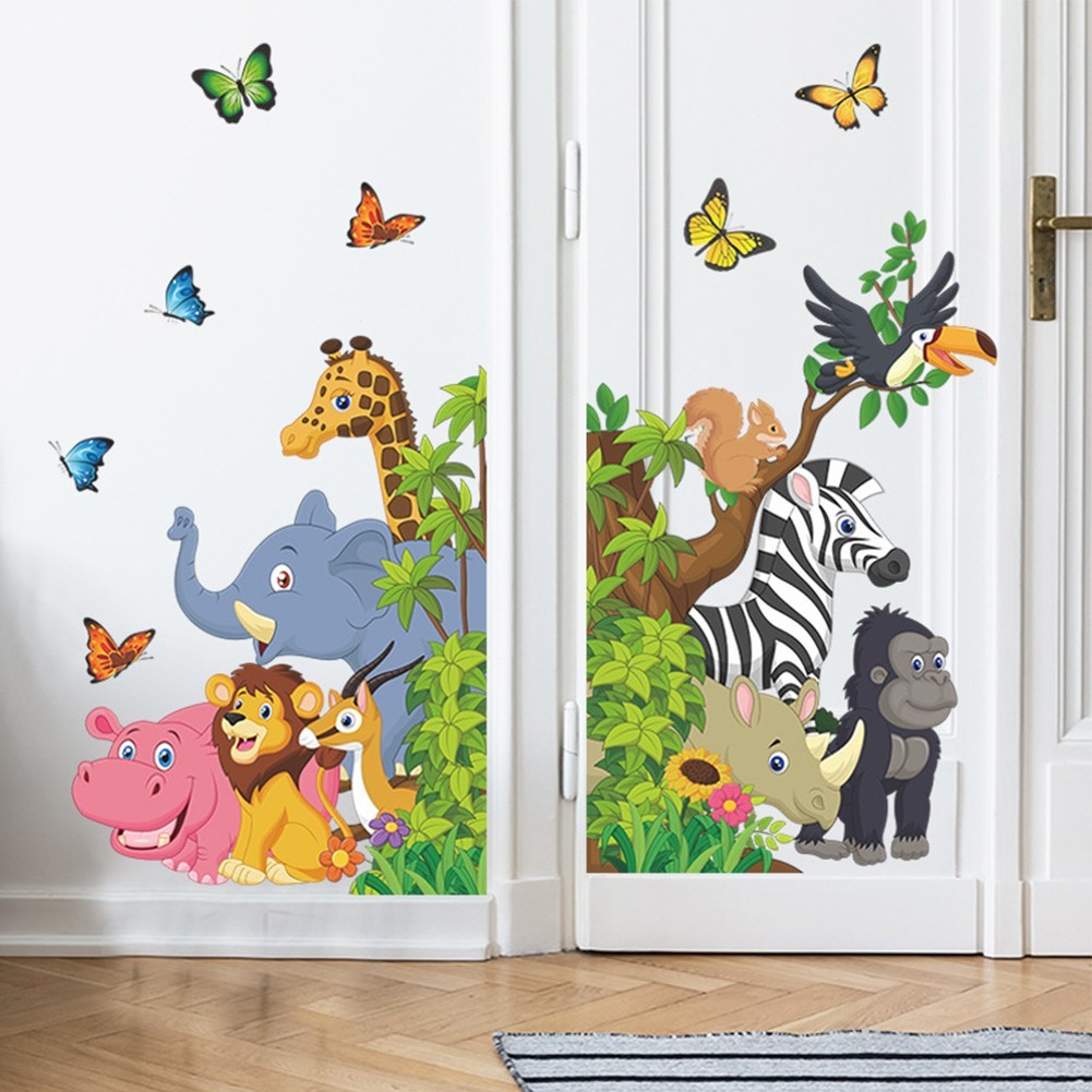 Vinyl Decal Wall Sticker Jungle Animals Living Room PVC Playroom Removable Room