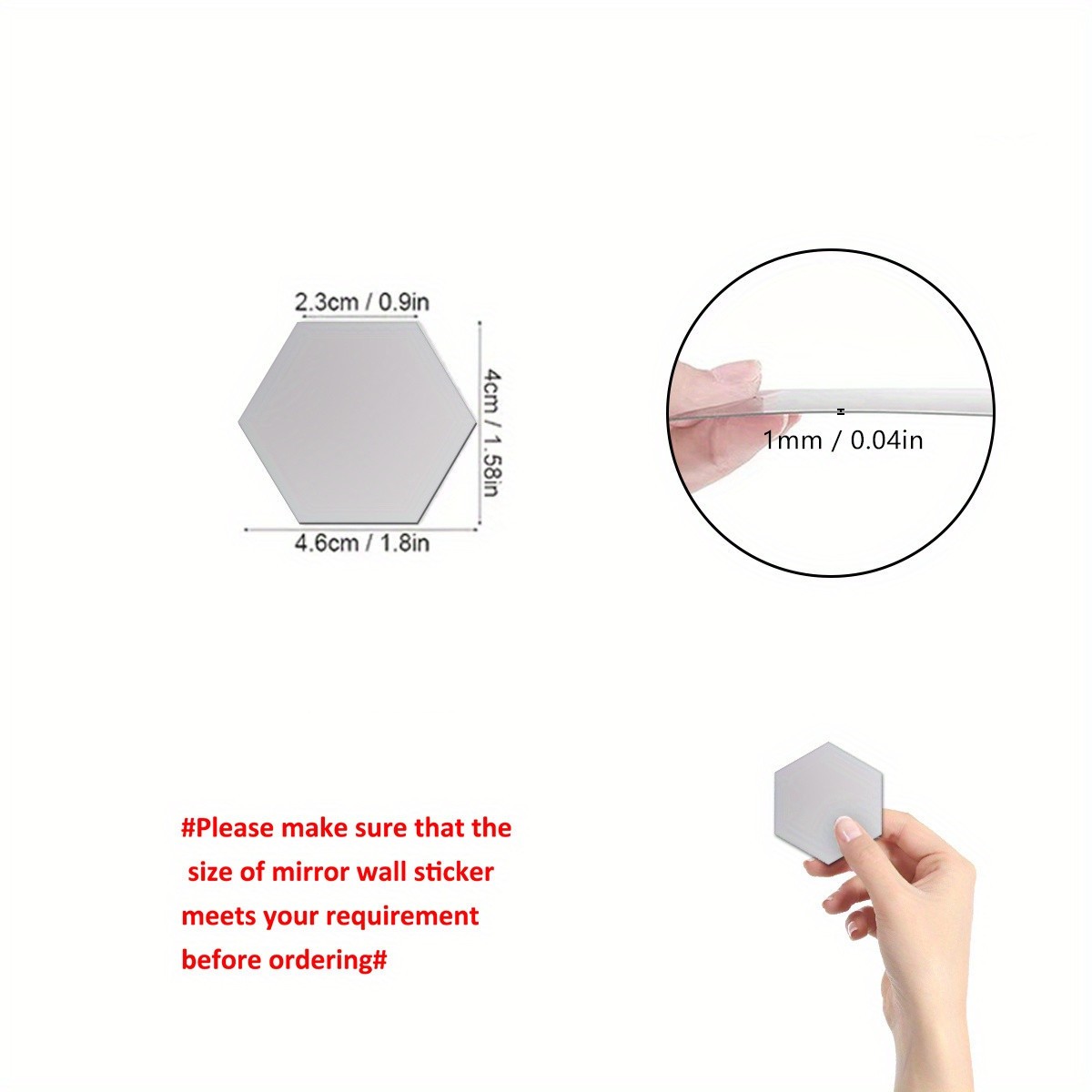 72Pcs Hexagon Mirror Stickers Splicing Decor for Hallway Stair & Entryway