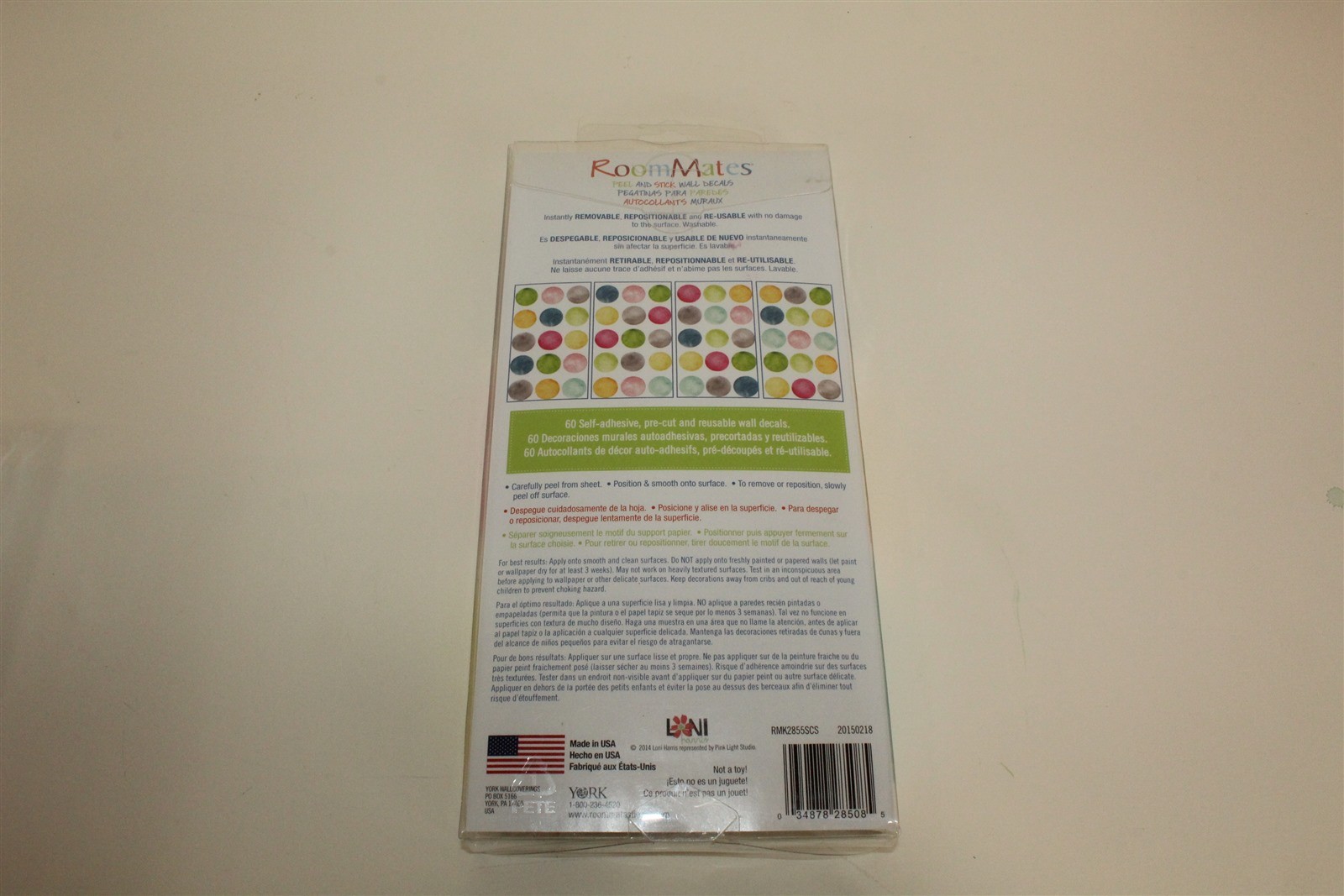RoomMates 60 Self Adhesive Watercolor Dots Peel and Stick Wall Decals
