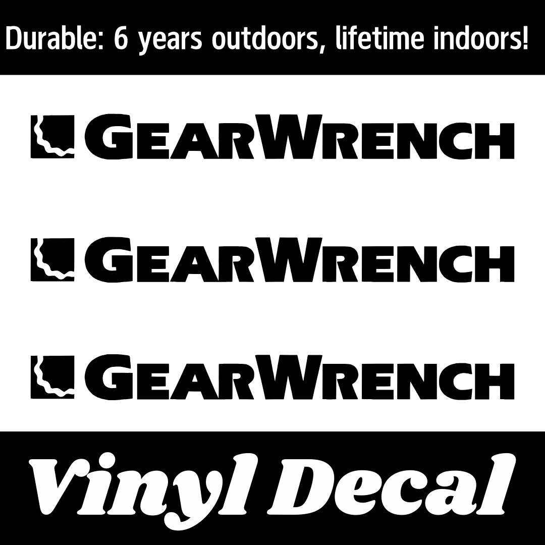 2pk Gearwrench Logo Decal Sticker – Wrench, Drill, Socket, Ratchet, Tool Box