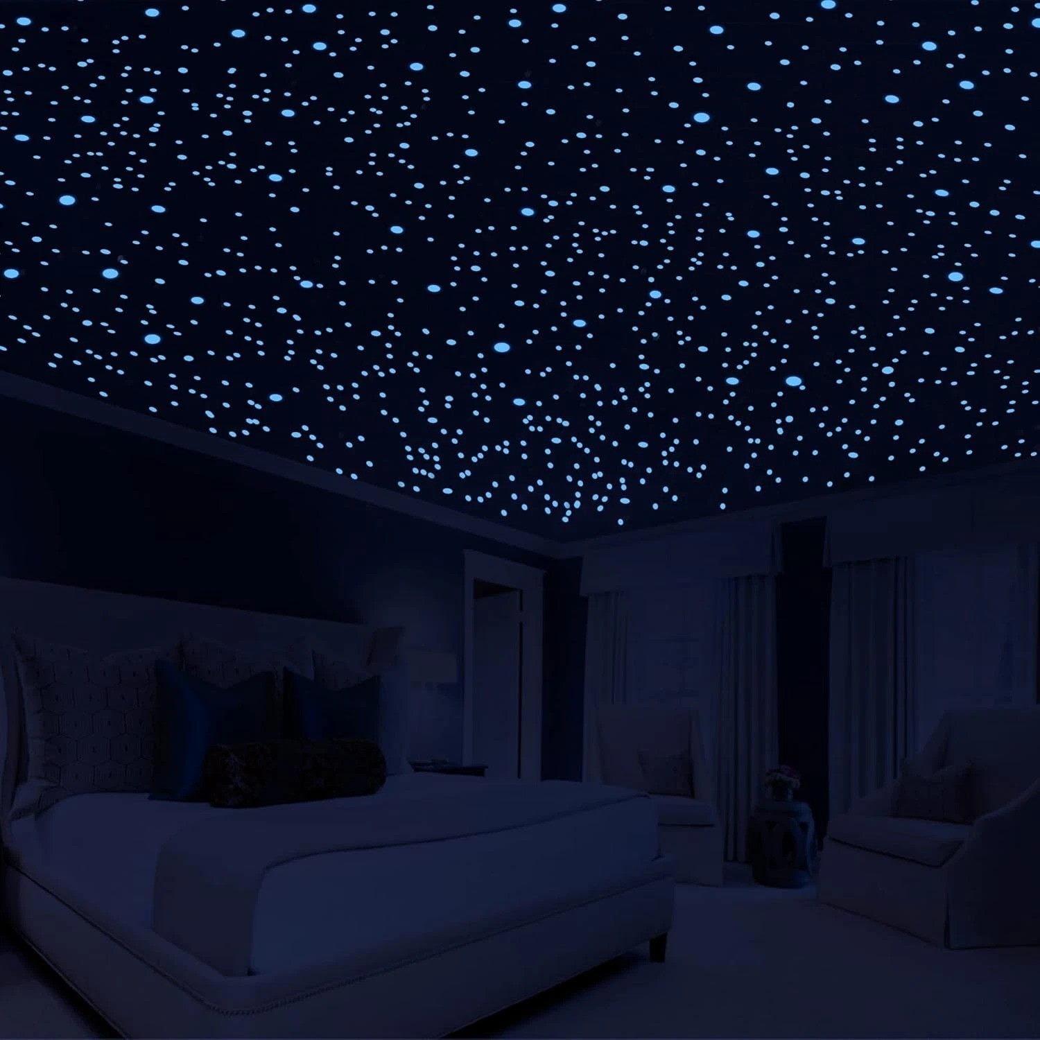 808 PCS Glow in the Dark Stars for Ceiling, Glowing Wall Decals Decor Stickers,