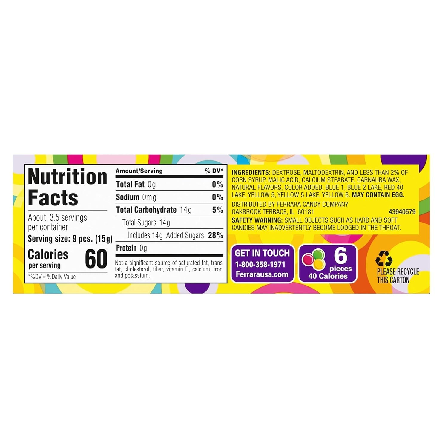 Wonka Everlasting Gobstopper, Candy, Jawbreaker Candy, 5 Oz (12 Ct)