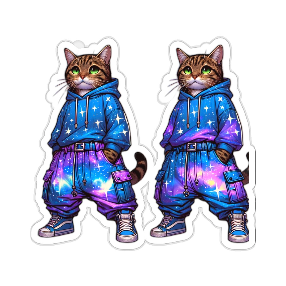 Sticker Tabby Cat Streetwear Galaxy 2×2" 3×3" 4×4" 6×6"