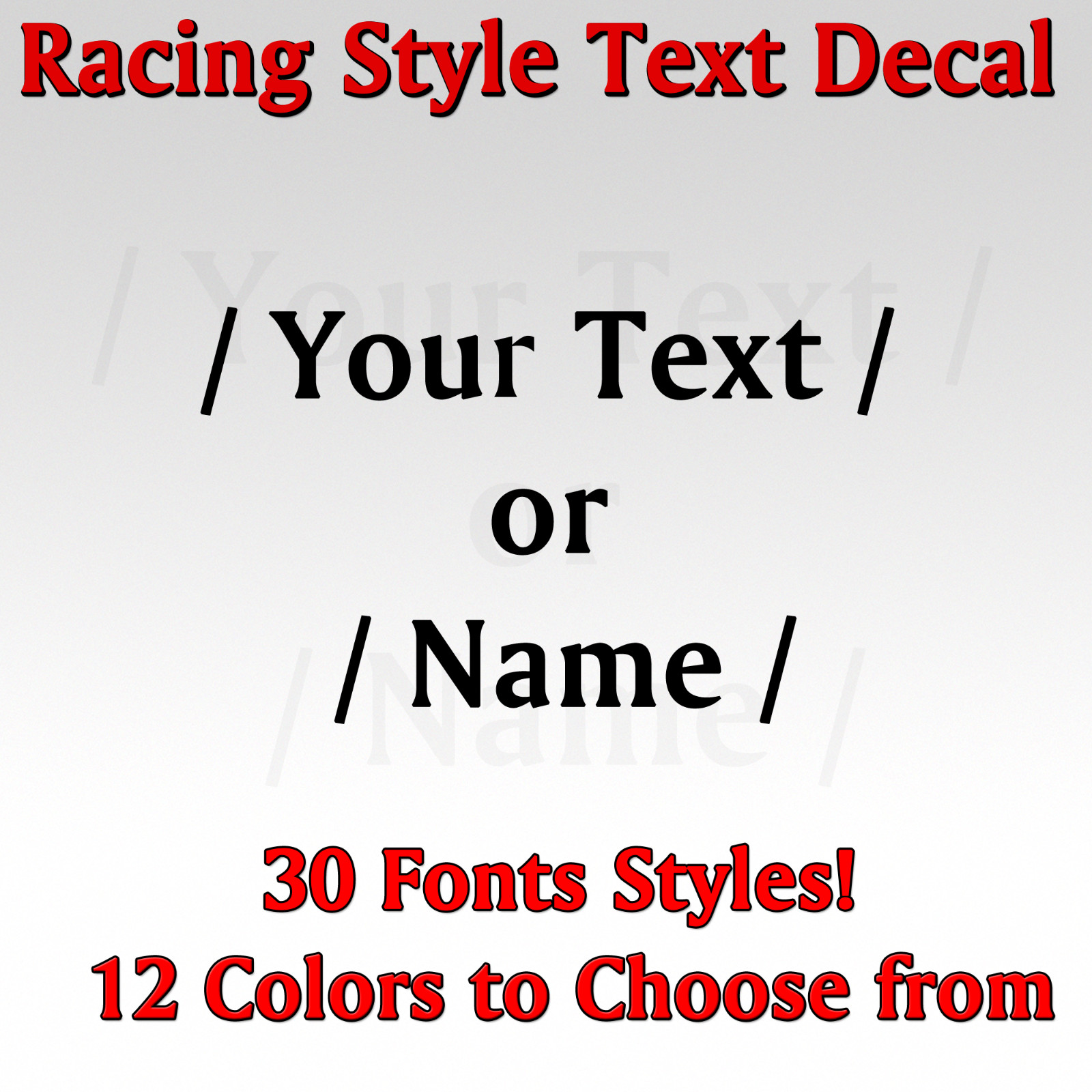Racing Style Custom text die-cut no background Lettering name car decal Vinyl V2