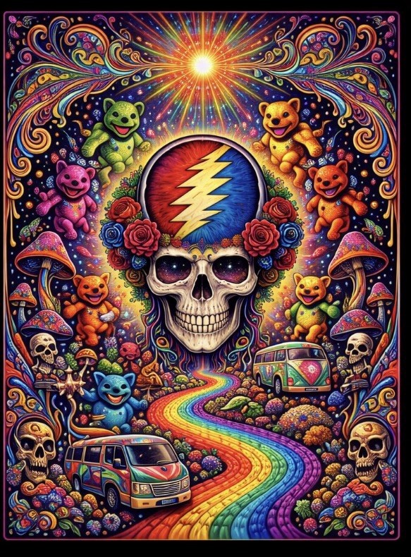 3" Sticker – Hippy Dead Head Grateful Dead Jerry Vintage Tour Dancing Bears Vibe