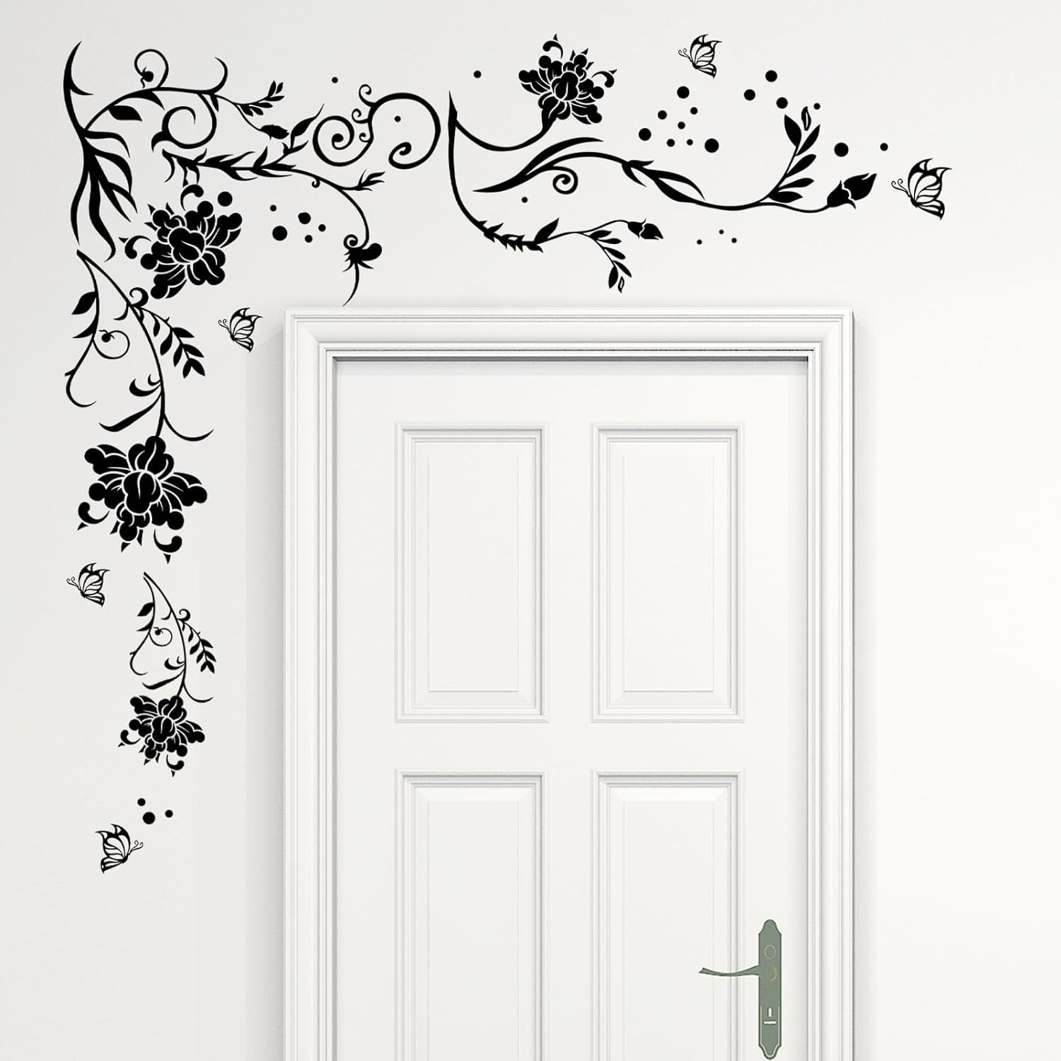 Supzone Flowers & Butterflies Wall Decals – DIY Black & Floral Wall Stickers for