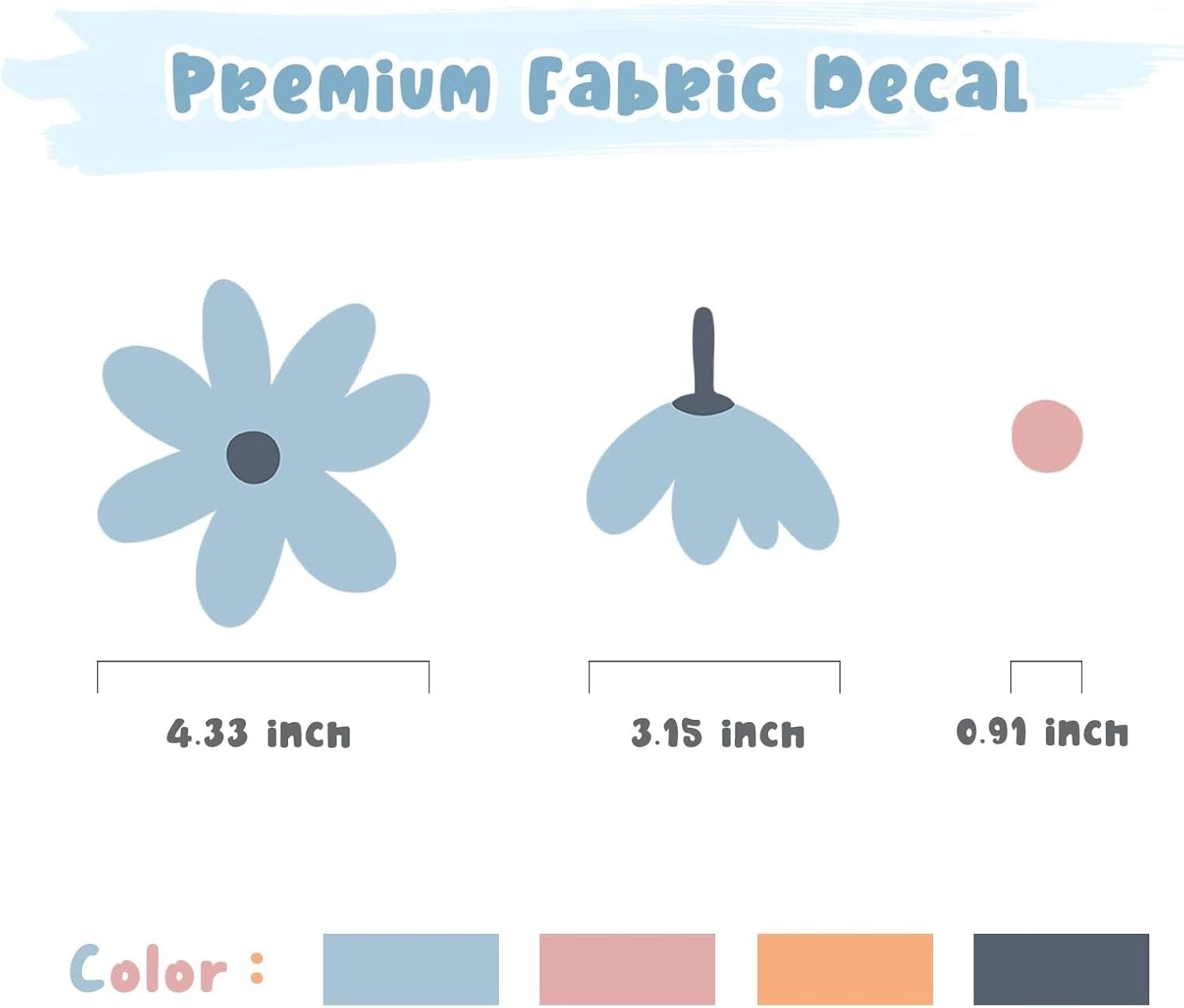 Waterproof Floral Wall Decals – Retro Daisy Decor for Kids' Rooms, 44 Stickers