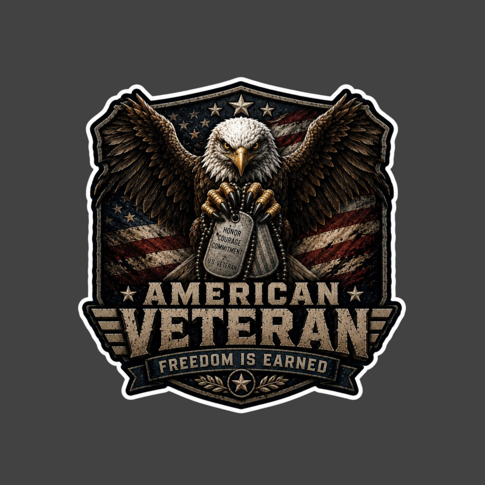 Veteran Sticker Vinyl Decal American Veteran Freedom Is Earned Eagle Gift USA