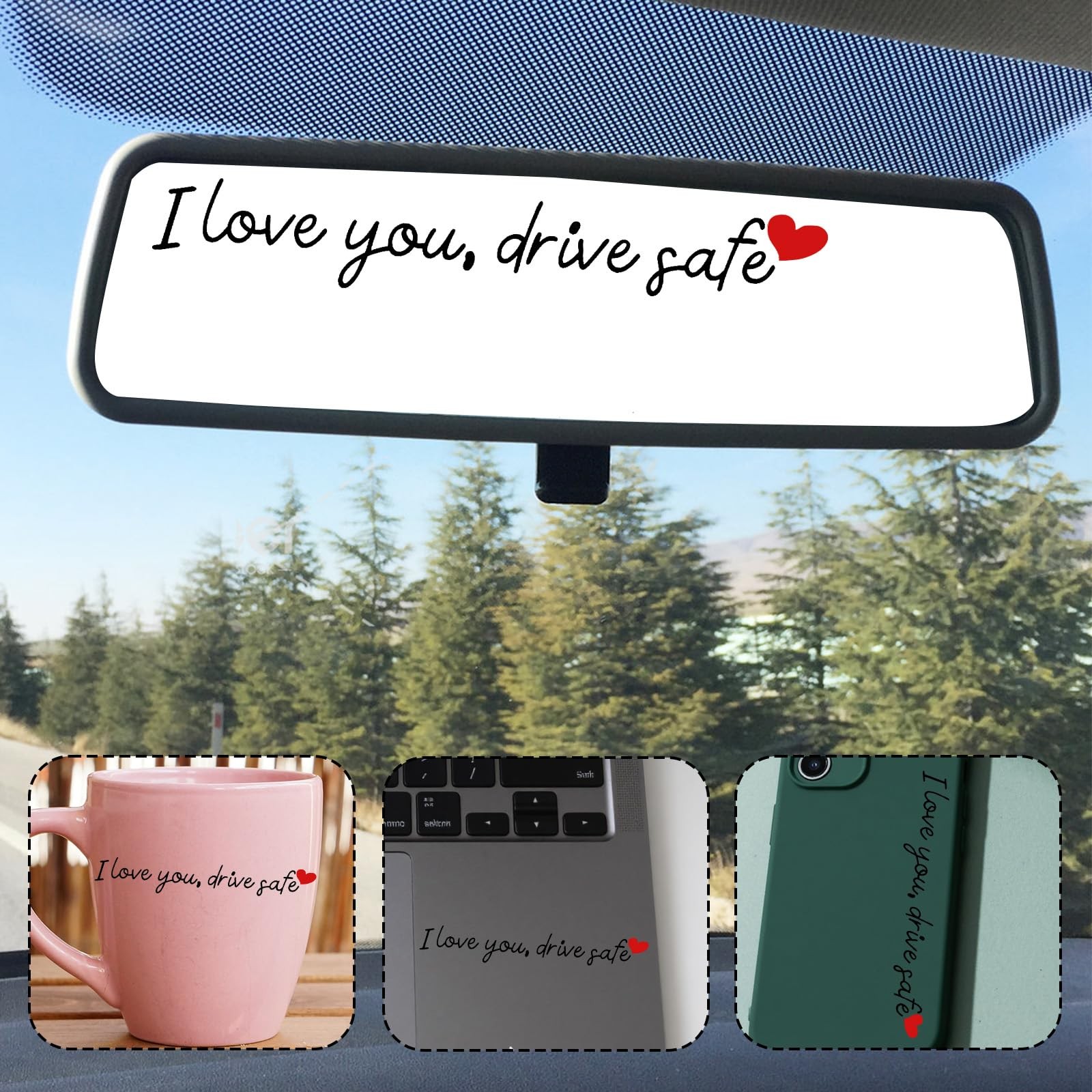 10 Pcs Drive Safe Mirror Stickers Funny Vinyl Car Accessories for Men & Women