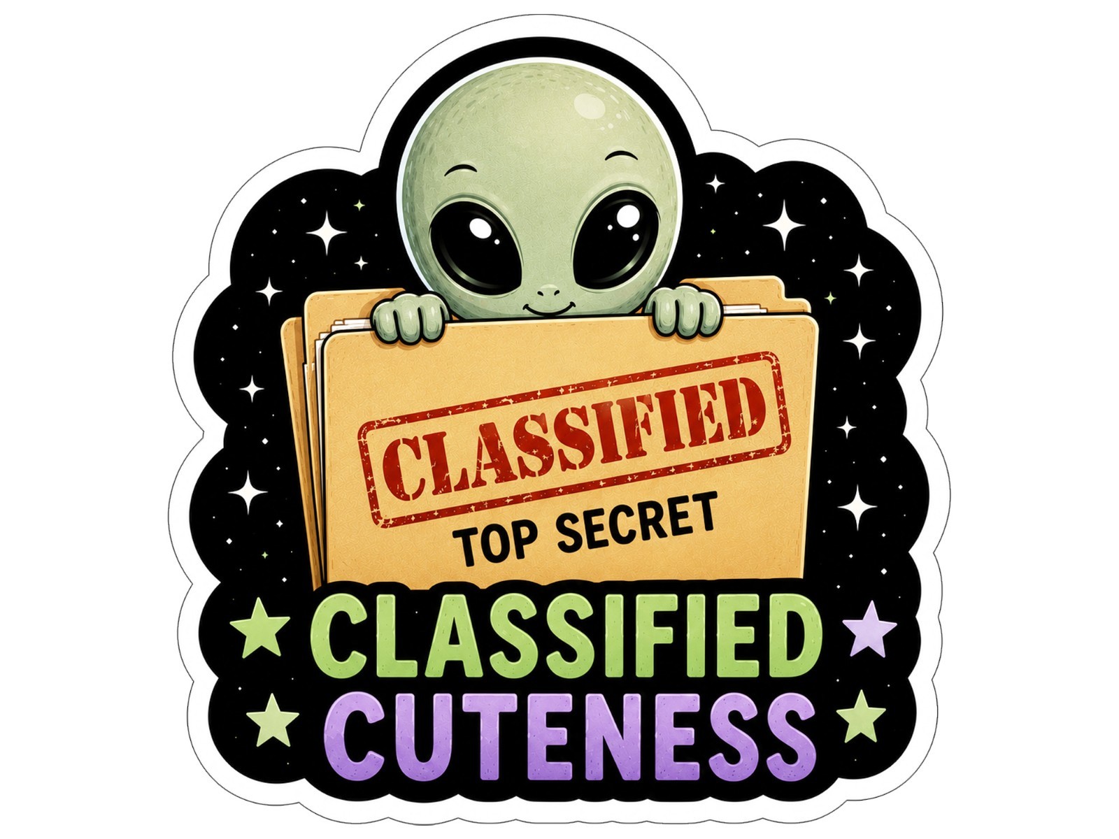 Alien Vinyl Decal Sticker UFO Space Sci Fi Laptop Window Binder Cute Set of 2